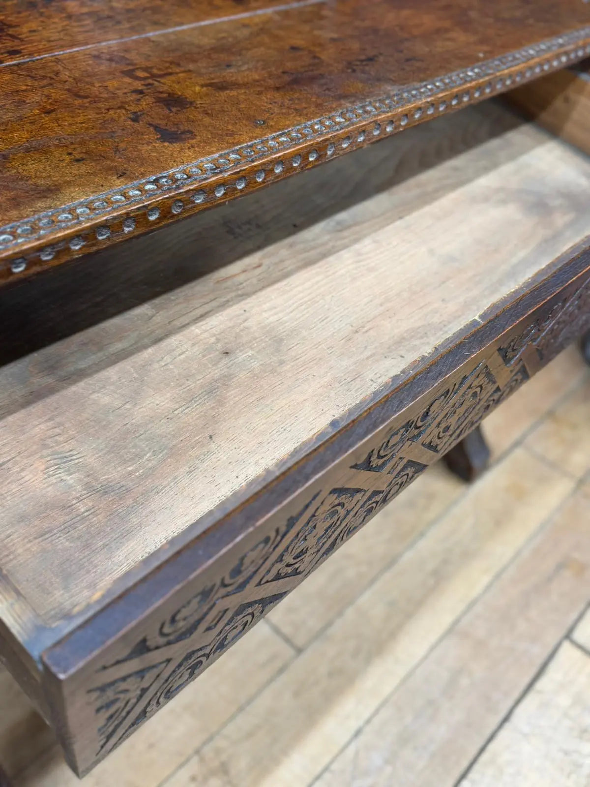 Antique Anglo-Indian Carved Oak Hall Table Sideboard / Antique Console Side Table