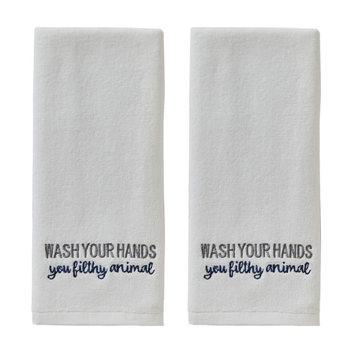 SKL Home Cotton Hand Towels (2-Pack) | Wash Your Hands Embroidery