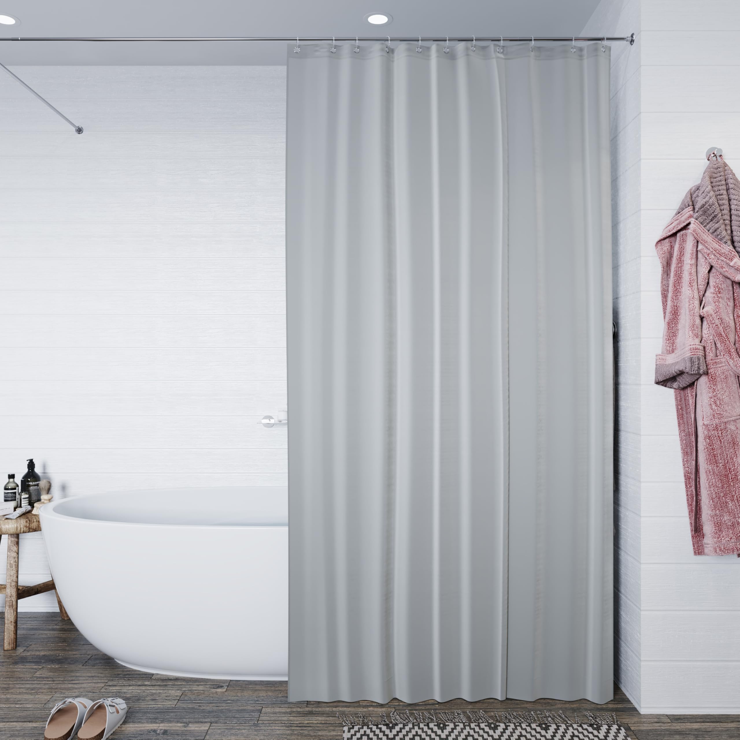 Croydex Grey Textile Shower Curtain – 180x180cm Anti-Microbial Polyester