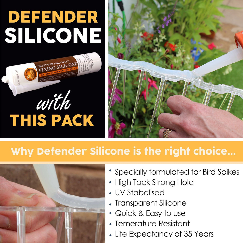 Defender Bird Spikes TV Aerial Pack - 3m Pigeon Deterrent with Glue