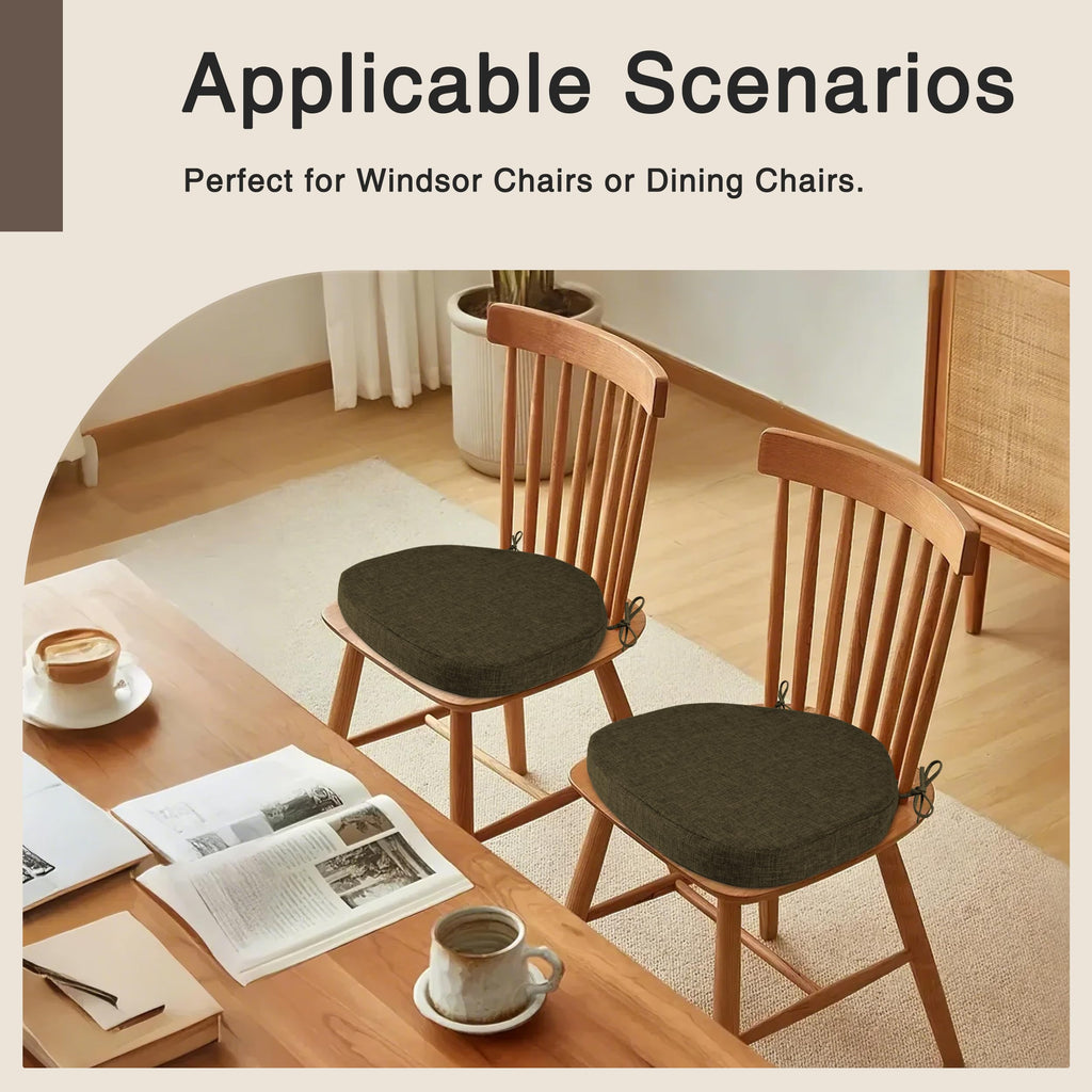 OVOV Windsor Chair Cushions Set of 4 – Non-Slip Linen Dining Seat Pads