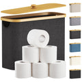 Lifewit 23L Bamboo Toilet Roll Storage Basket with Lid - Dark Grey