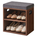 YMYNY Small Shoe Storage Bench with Cushion, Light Walnut HBD028LW - image 1