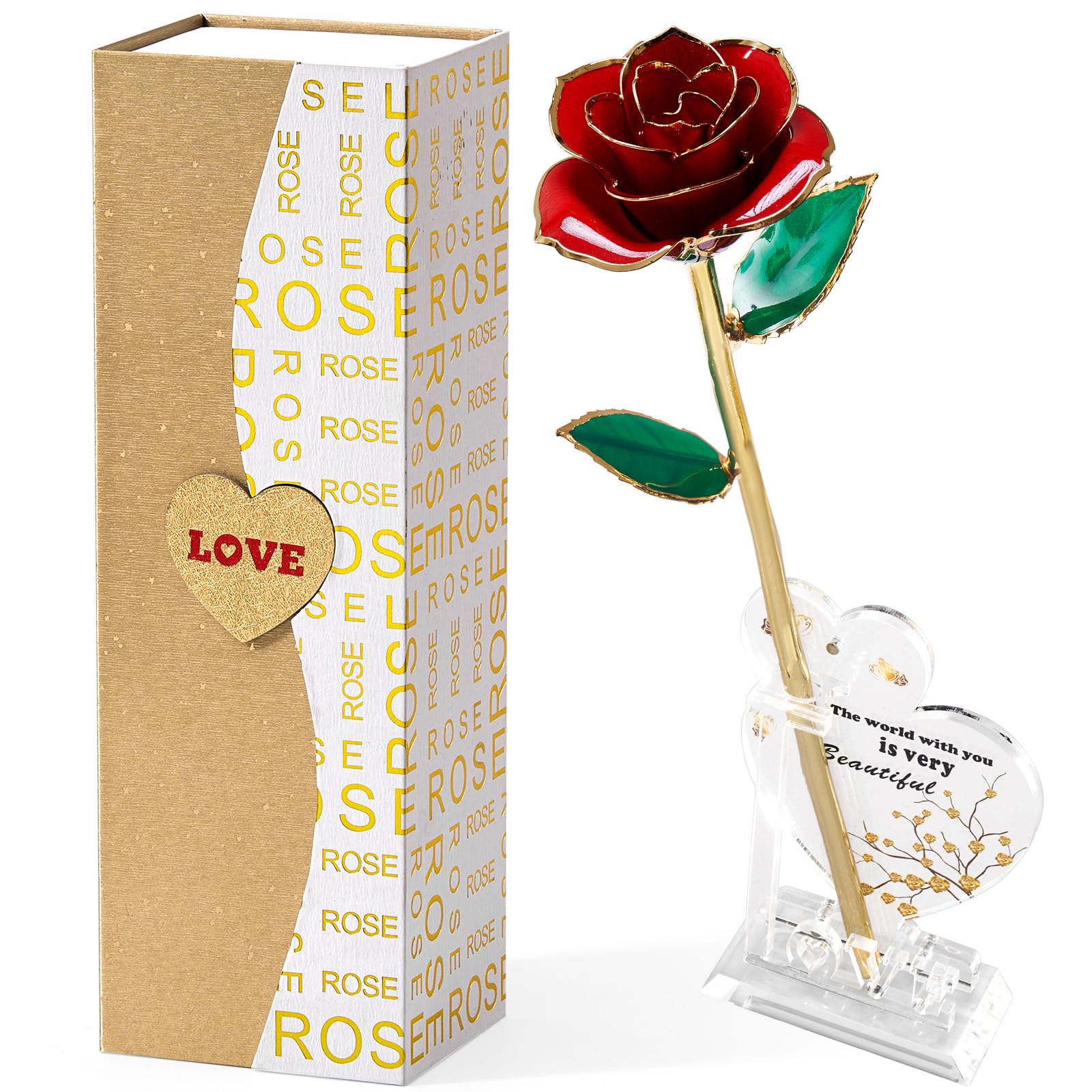Mikasol 24K Gold Dipped Preserved Rose – Forever Infinity Flower Gift