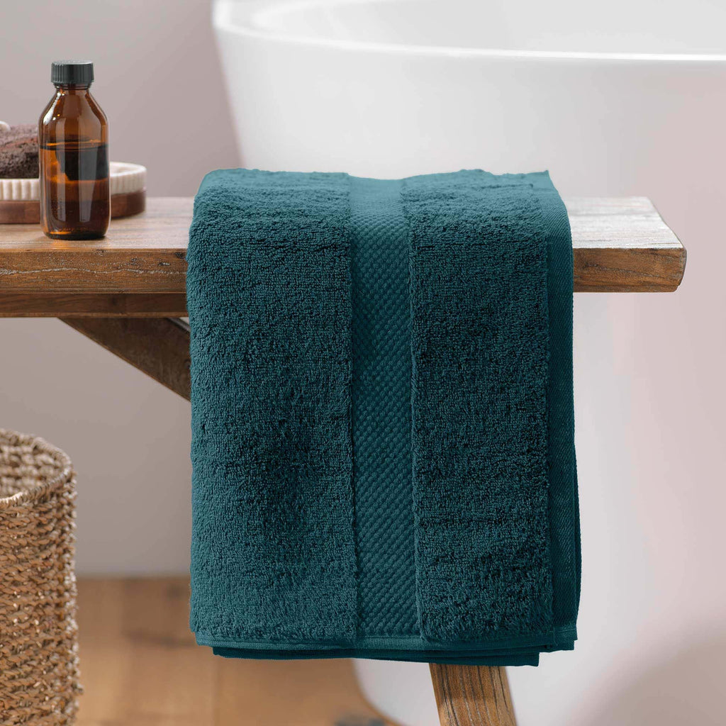 Douceur d'Intérieur, Elegance Blue Hand Towel 50 x 90 cm 100% Cotton Plain - image 3