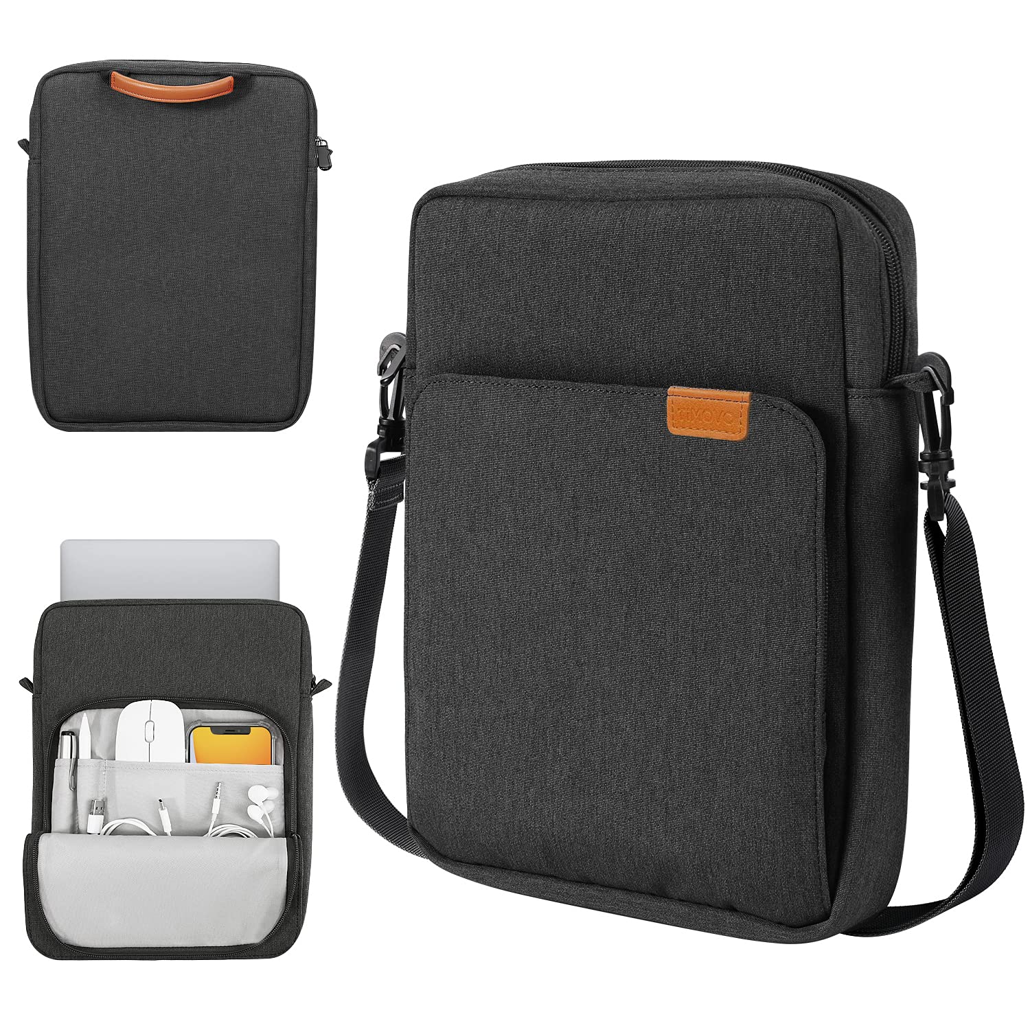 TiMOVO 9-11 Inch Tablet Sleeve Bag with Shoulder Strap - Black & Grey