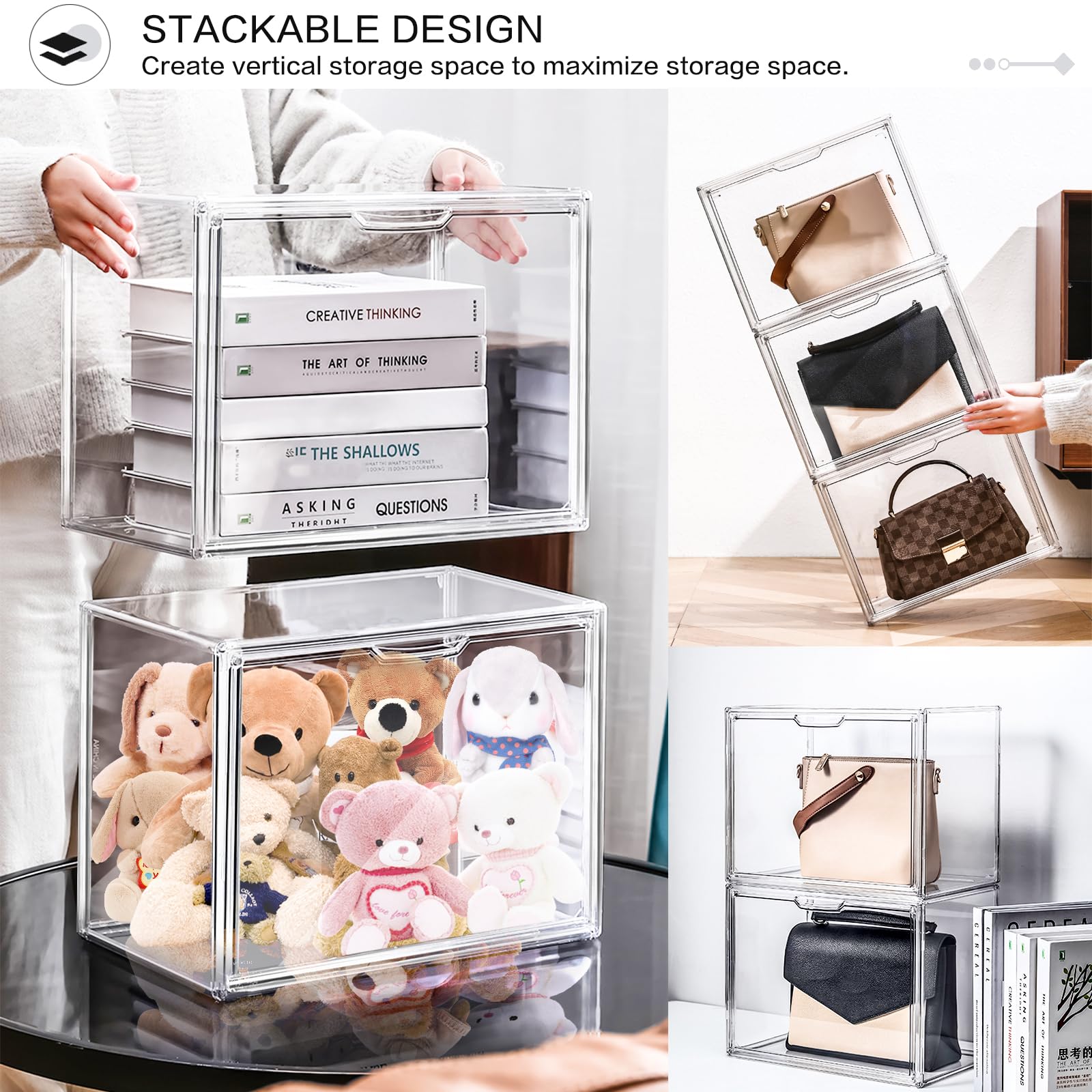 Jolof Store Clear Acrylic Handbag Organizer – 4 Pack Stackable Storage