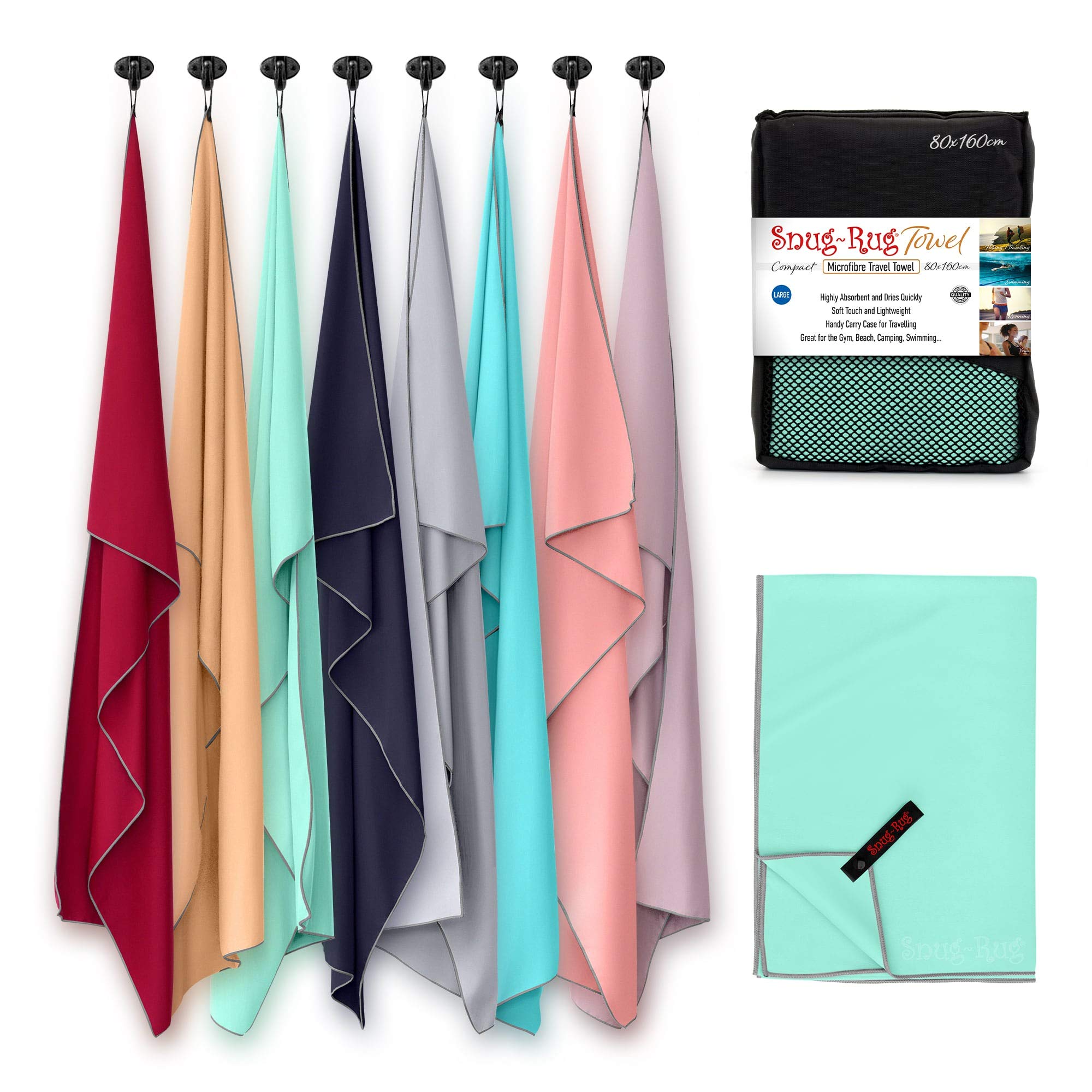 Snug Rug Microfibre Beach Towel – Large 80x160cm Sand Proof Quick Dry