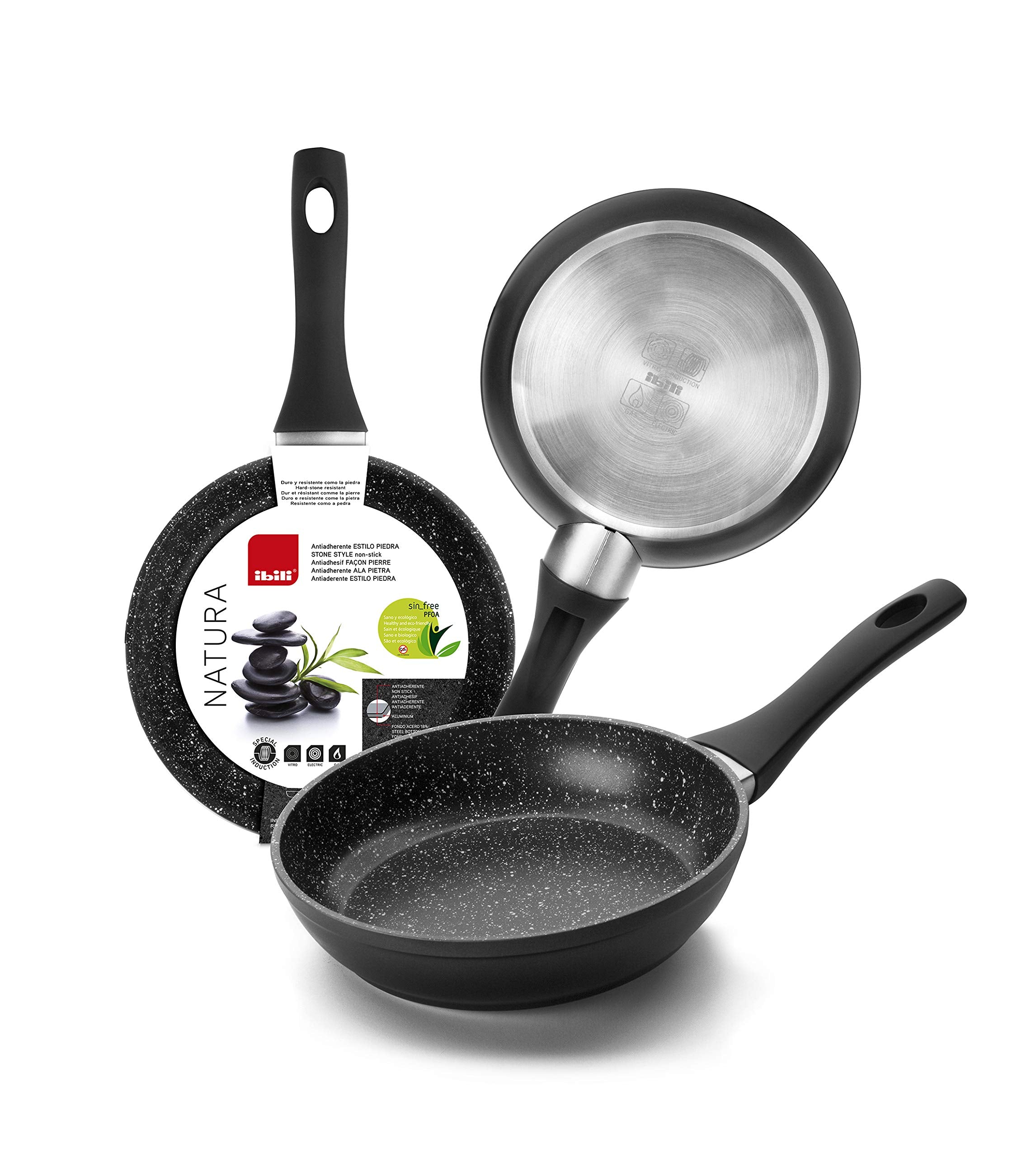IBILI Natura Frying Pan 20 cm – Non-Stick Aluminium Skillet, Black