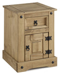 Seconique Corona Petite Bedside Table - Distressed Waxed Pine Nightstand