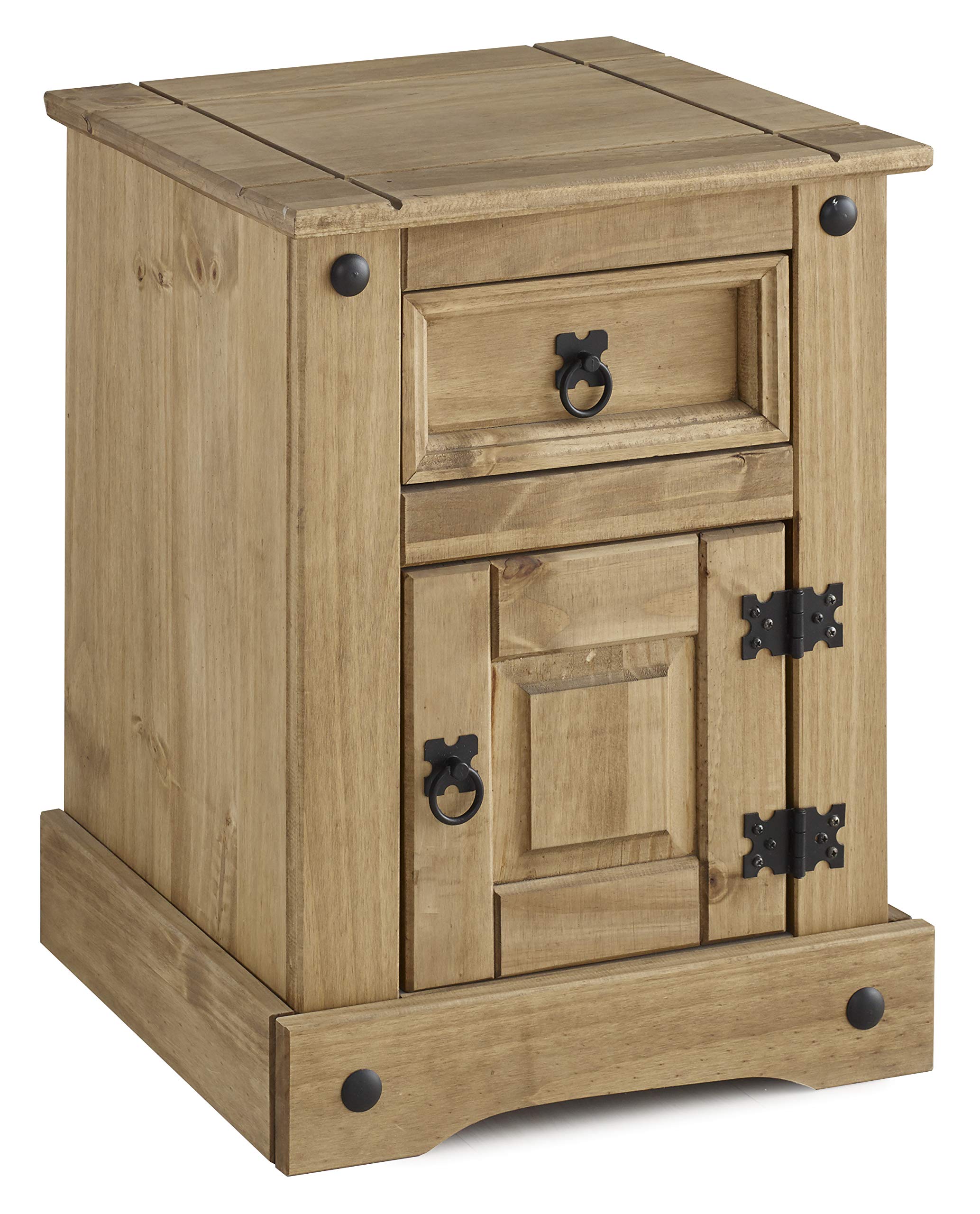 Seconique Corona Petite Bedside Table - Distressed Waxed Pine Nightstand