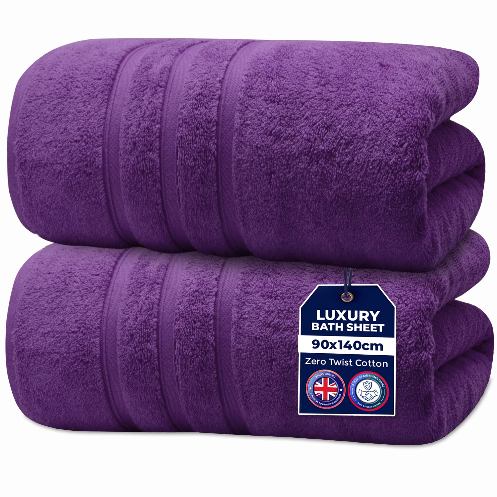 Towelogy Luxury Bath Sheets – Extra Large 140x90cm Cotton Towels, Plum