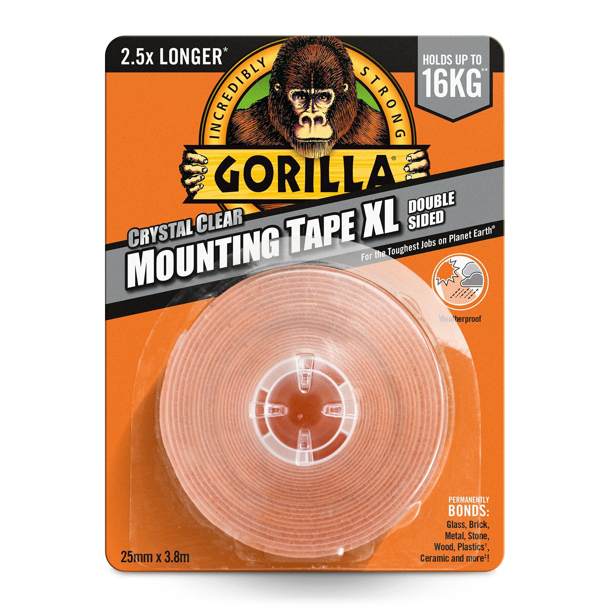 Gorilla Double Sided Mounting Tape XL – Clear Heavy Duty 3.8m