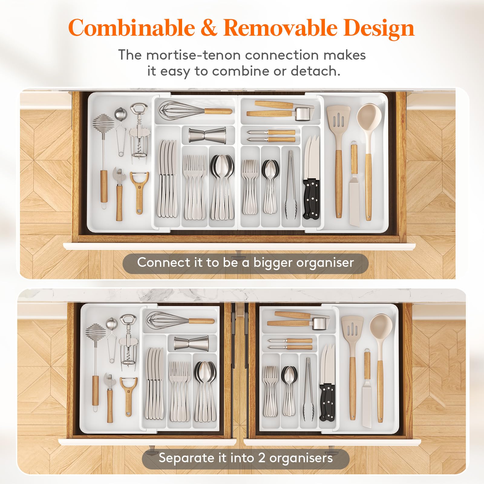 Lifewit Extra Large Cutlery Drawer Organiser | Expandable Utensil Tray