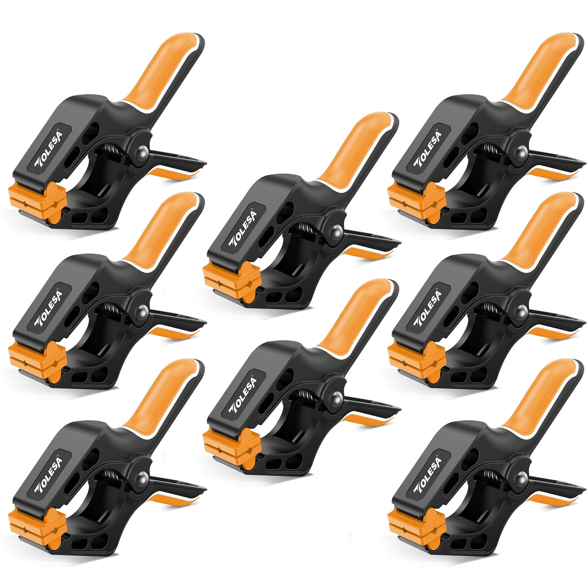 TOLESA 4 Inch Spring Clamps for Woodworking – 8PC Heavy Duty Nylon Clamps