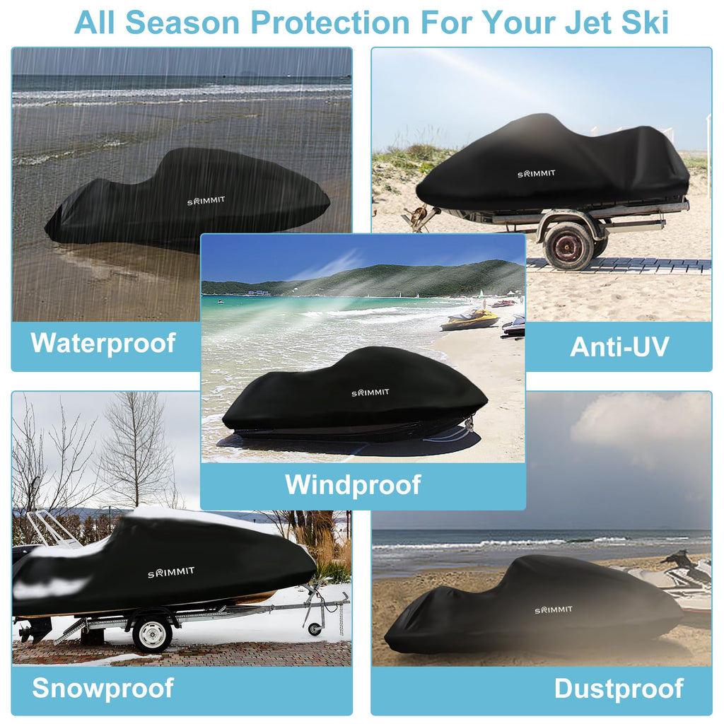 Jolof Store Trailerable Jet Ski Cover | 3-Seat 420D Waterproof PWC Cover
