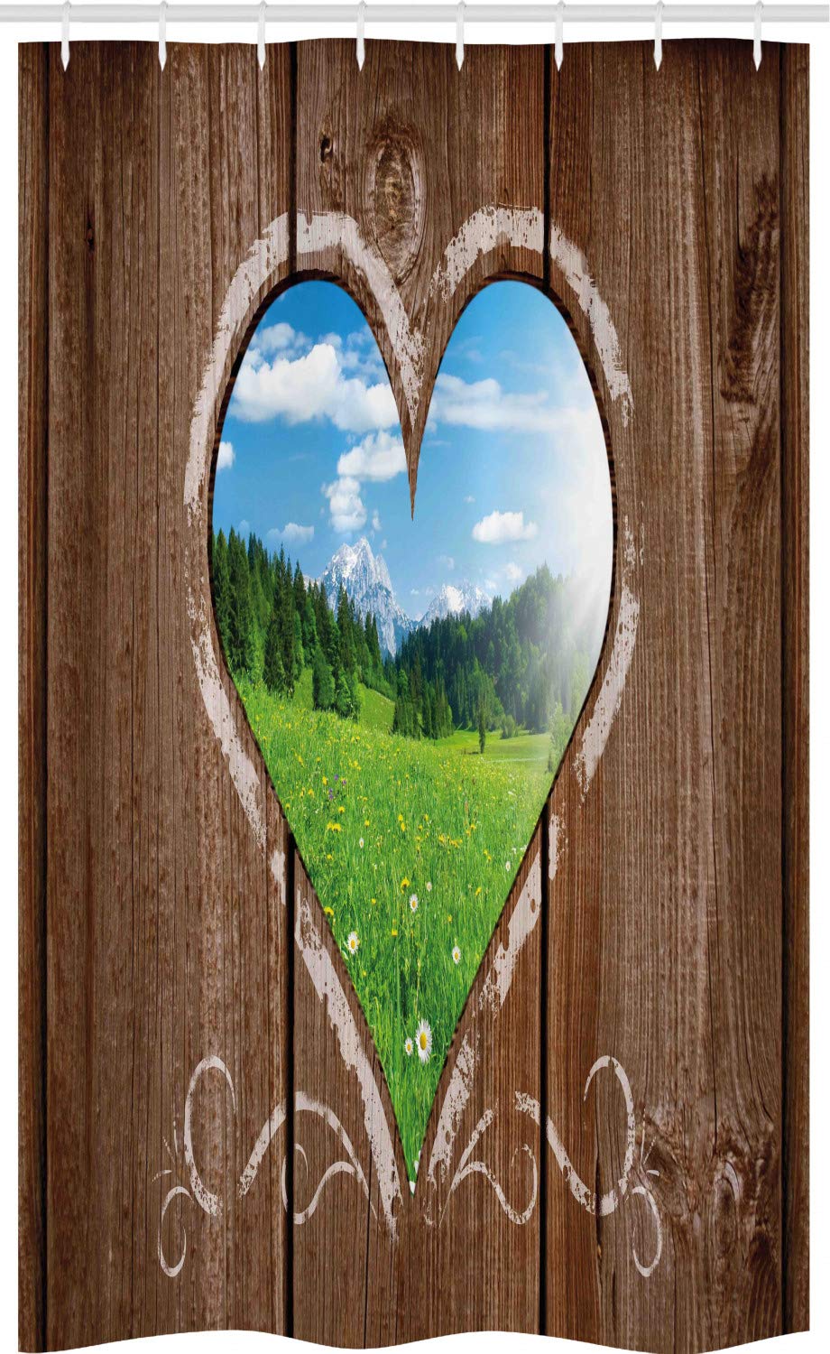 Abakuhaus Outhouse Stall Shower Curtain | Rustic Wooden Barn Fabric