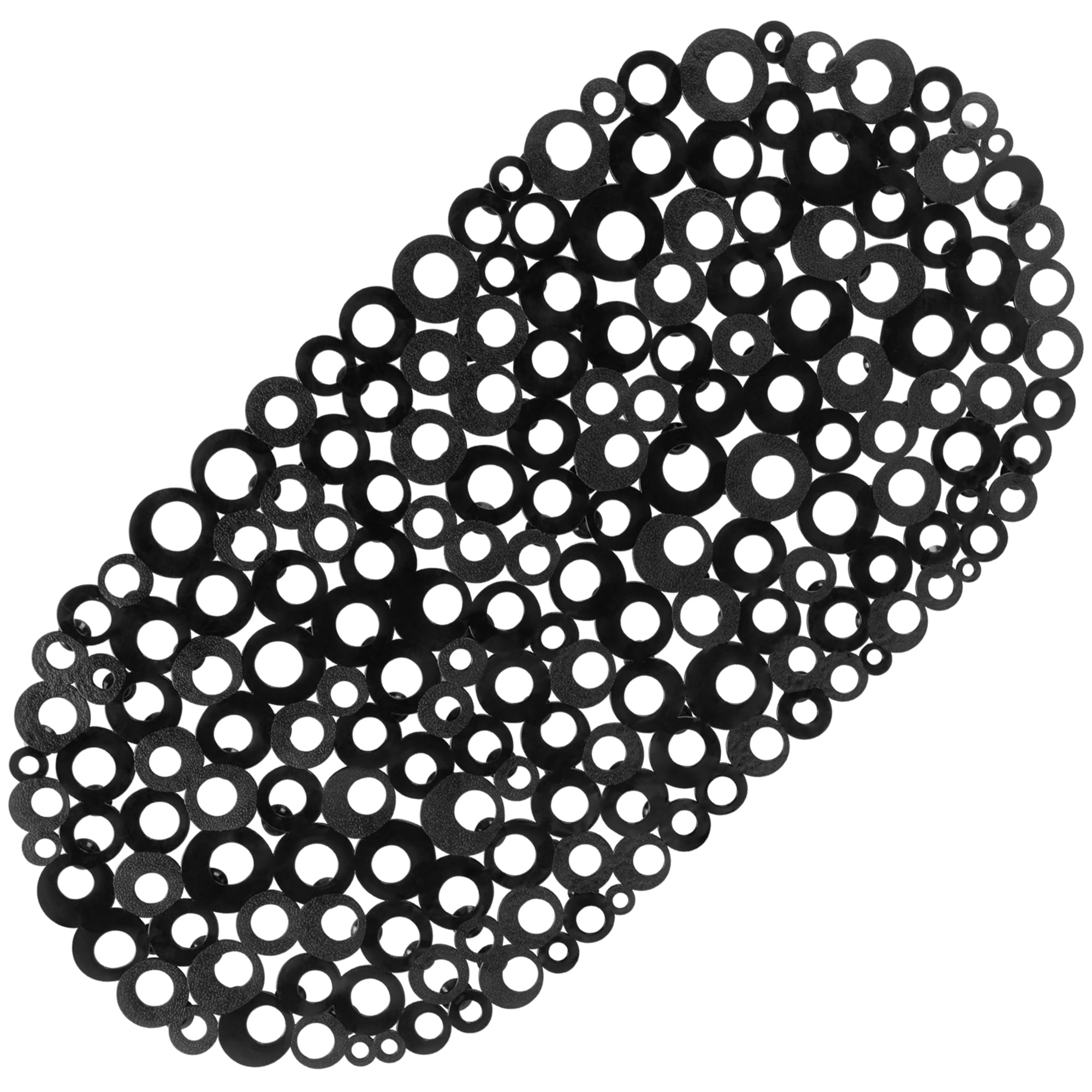 WELTRXE Non-Slip Bath Mat – 69x35cm Oval Black PVC Bathtub Mat