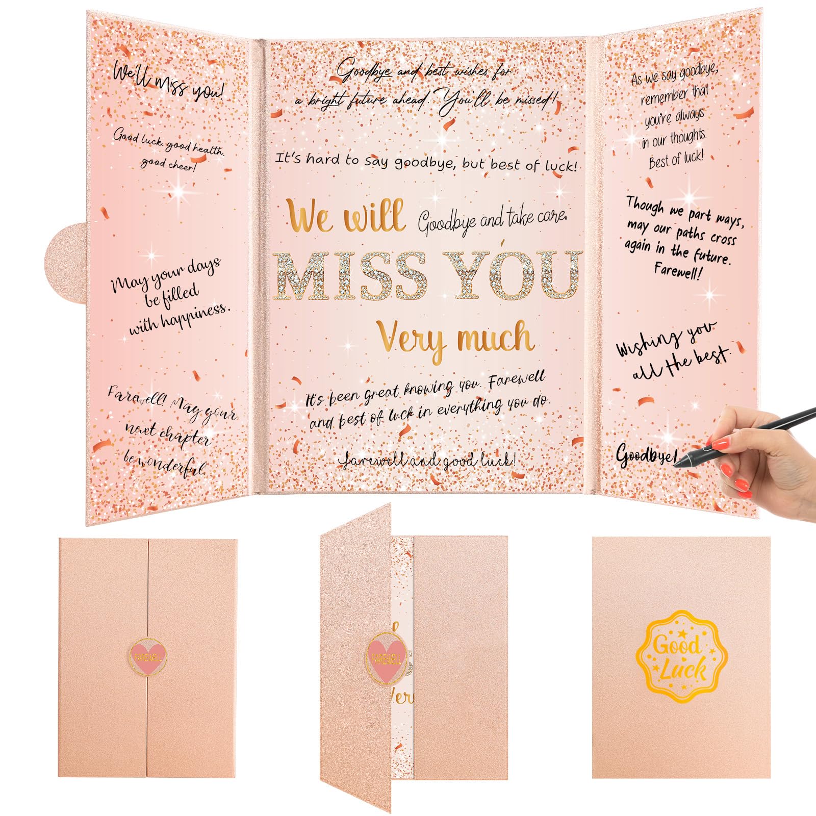Rose Gold Farewell Guest Book – We Will Miss You Retirement Gift