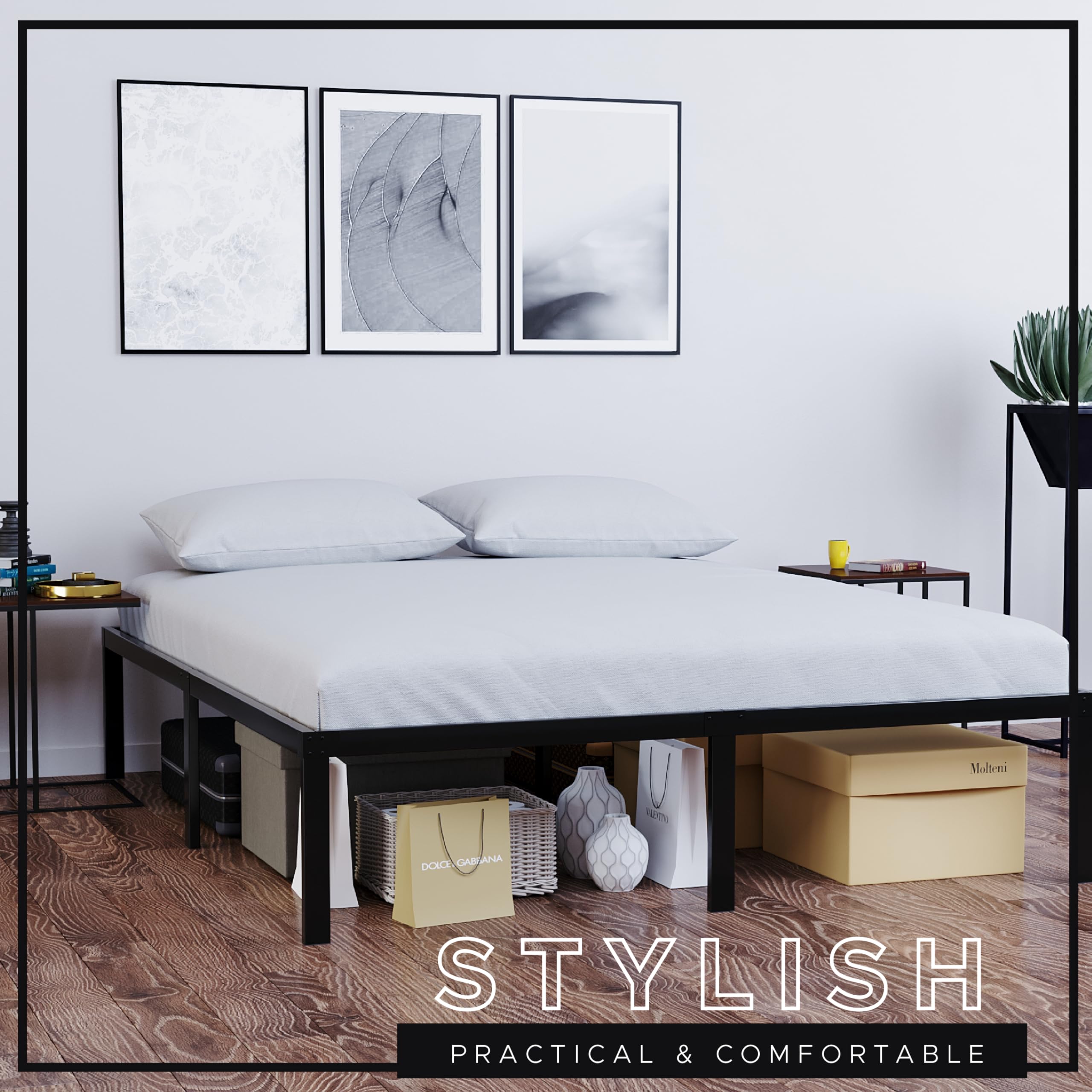 Dreamzie Super King Metal Bed Frame with Storage - Sturdy 41cm Height