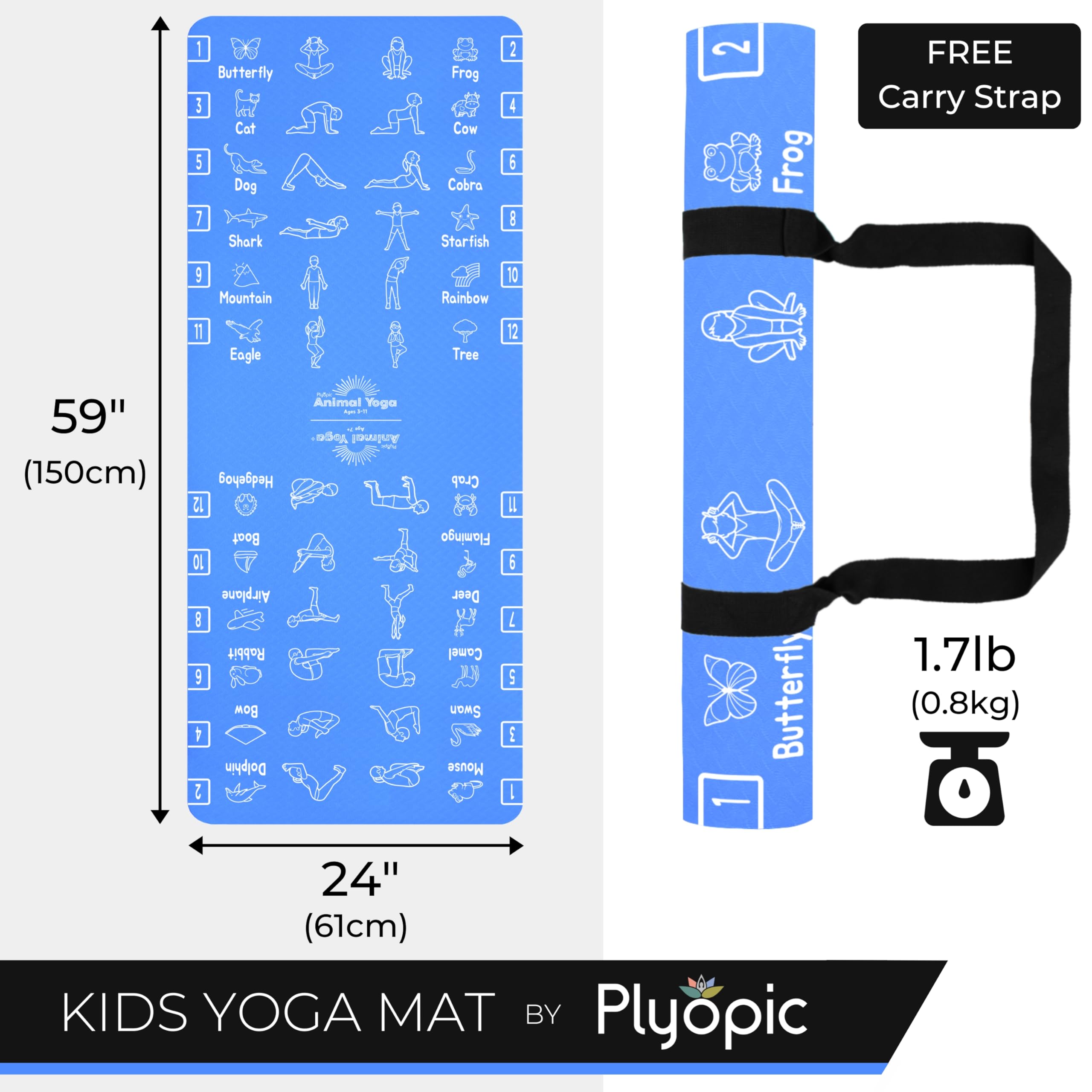 Plyopic Kids Yoga Mat – Non-Slip TPE Exercise Mat for Boys & Girls