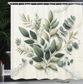 Abakuhaus Eucalyptus Leaves Shower Curtain | Sage Green Botanical Fabric