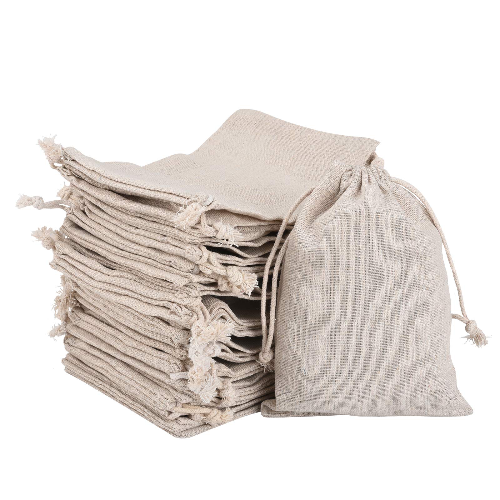 Irich 30pcs Cotton Drawstring Bags - 13x18cm Reusable Wedding Favor Bags