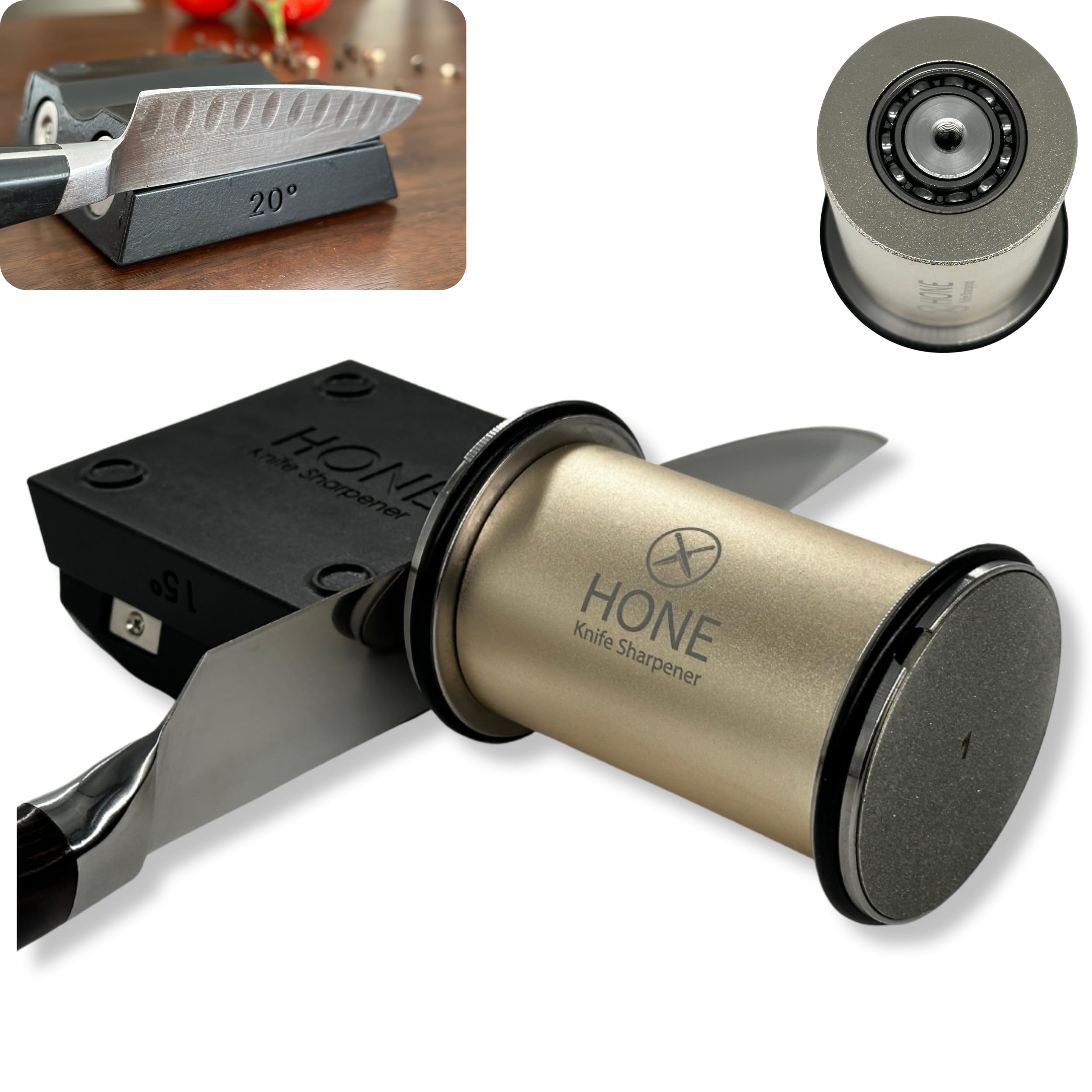 HONE Rolling Knife Sharpener – Dual Diamond Plates & Magnetic Base