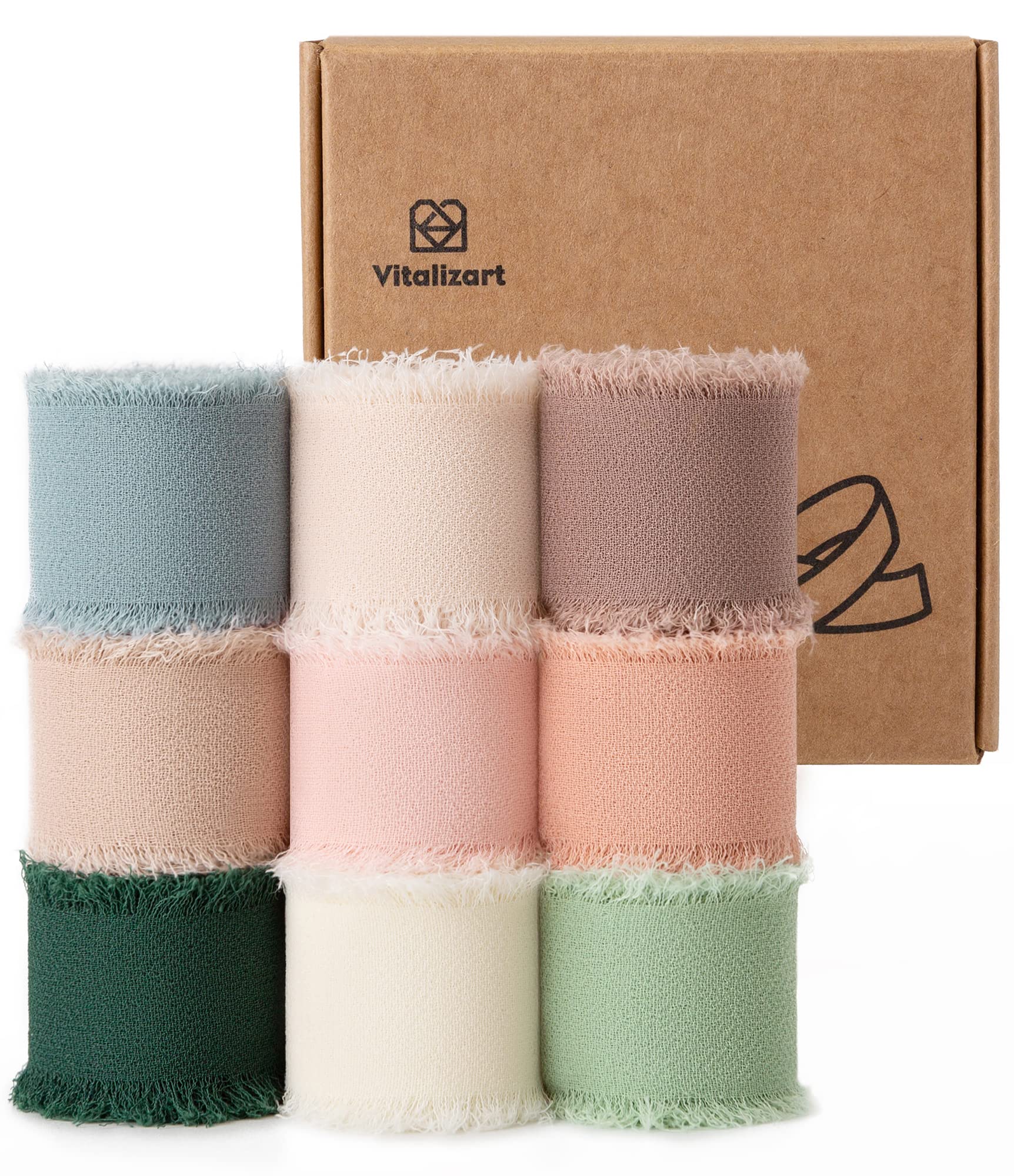 Vitalizart Chiffon Ribbon - 1" x 27Yd Frayed Edge Fabric for Weddings