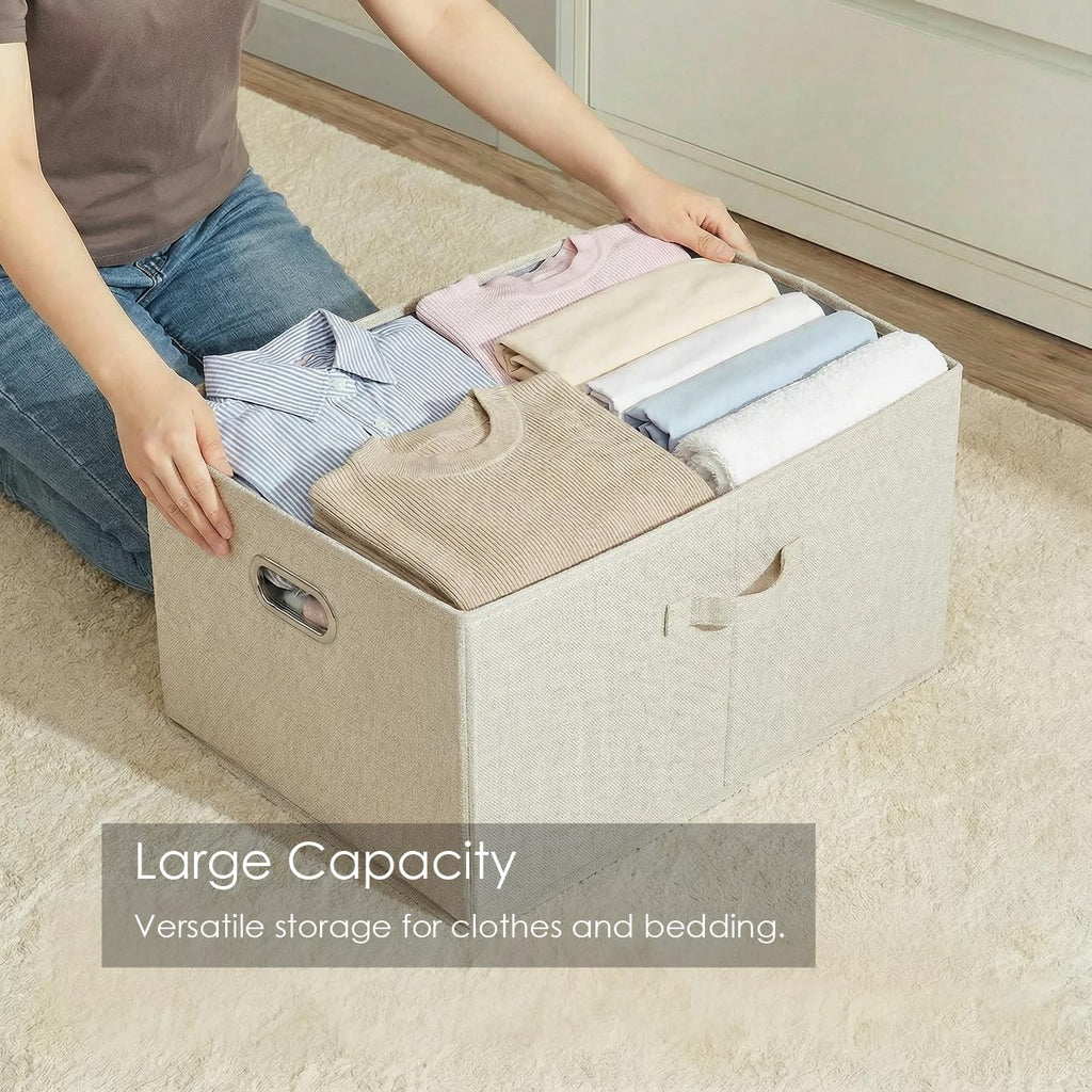 Prandom Storage Boxes with Lids Extra Large,58x40x30cm,Beige1-Pack - image 5