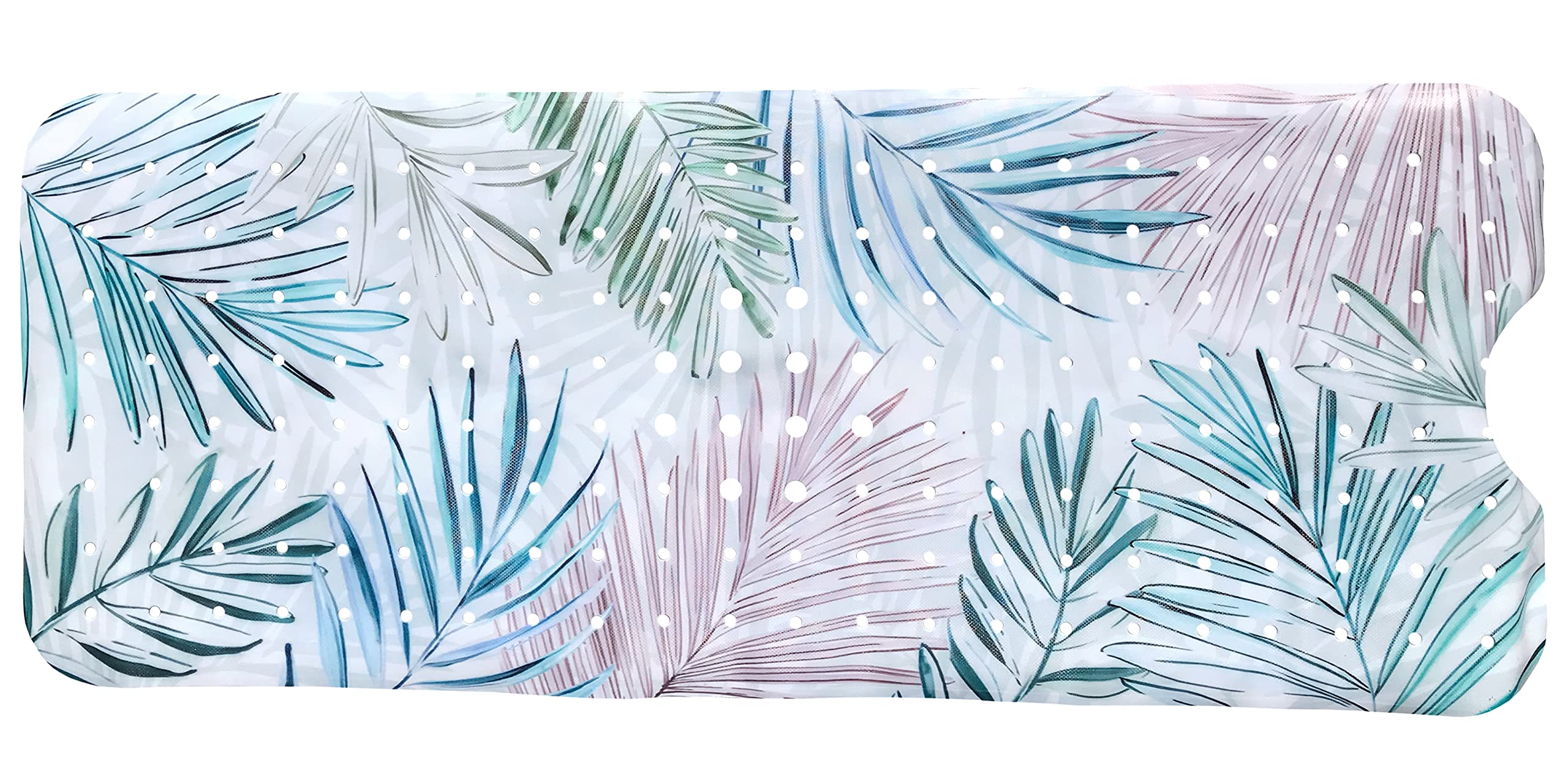 Scarlet Gem Non-Slip Bath Mat | Extra Long 100x40cm Tropical Palm PVC