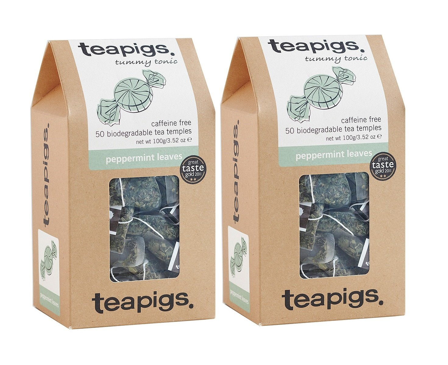 Teapigs Peppermint Leaves Herbal Tea – 100 Temples (Pack of 2)