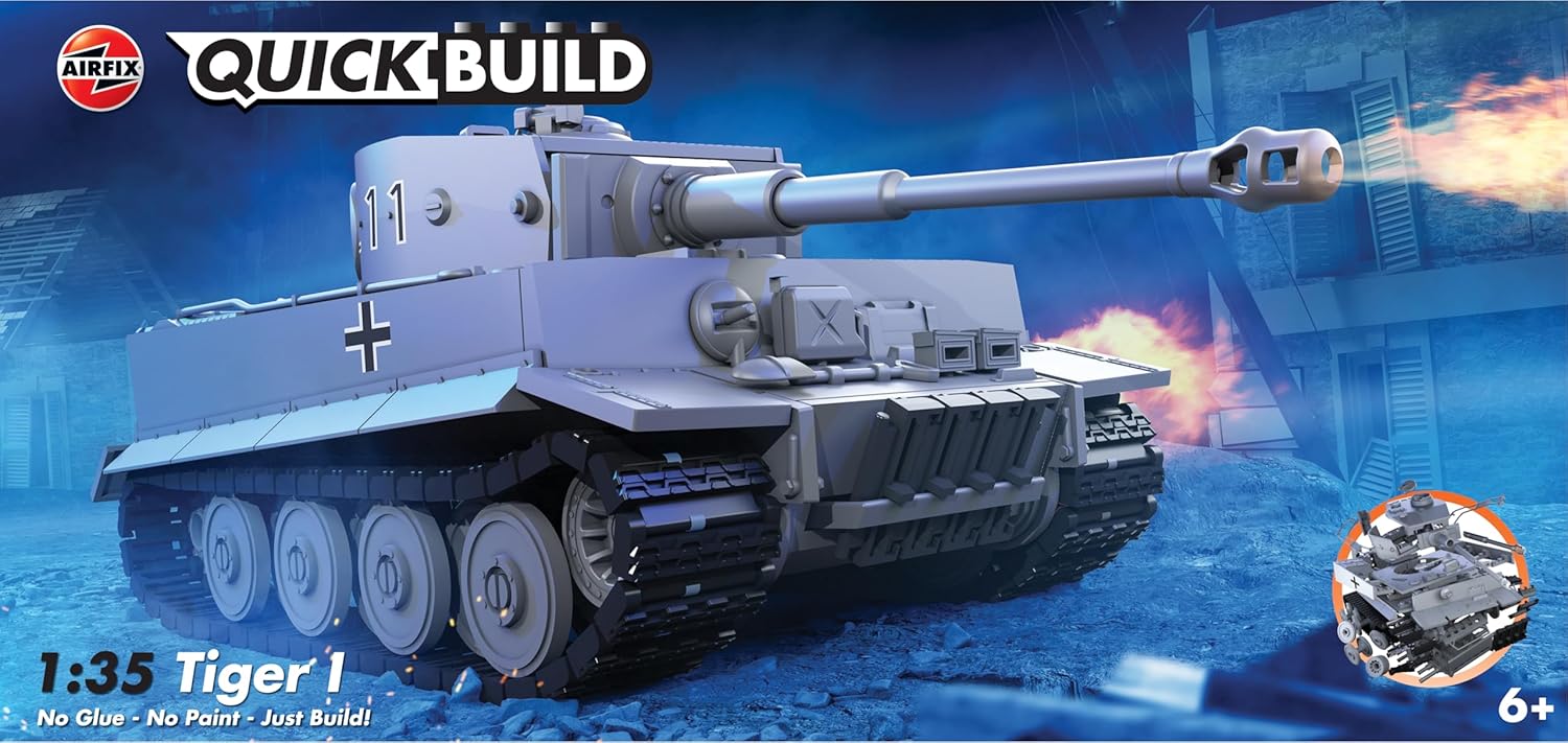 Airfix Tiger I Model Tank Building Kit for Kids - Quickbuild Plastic Toy