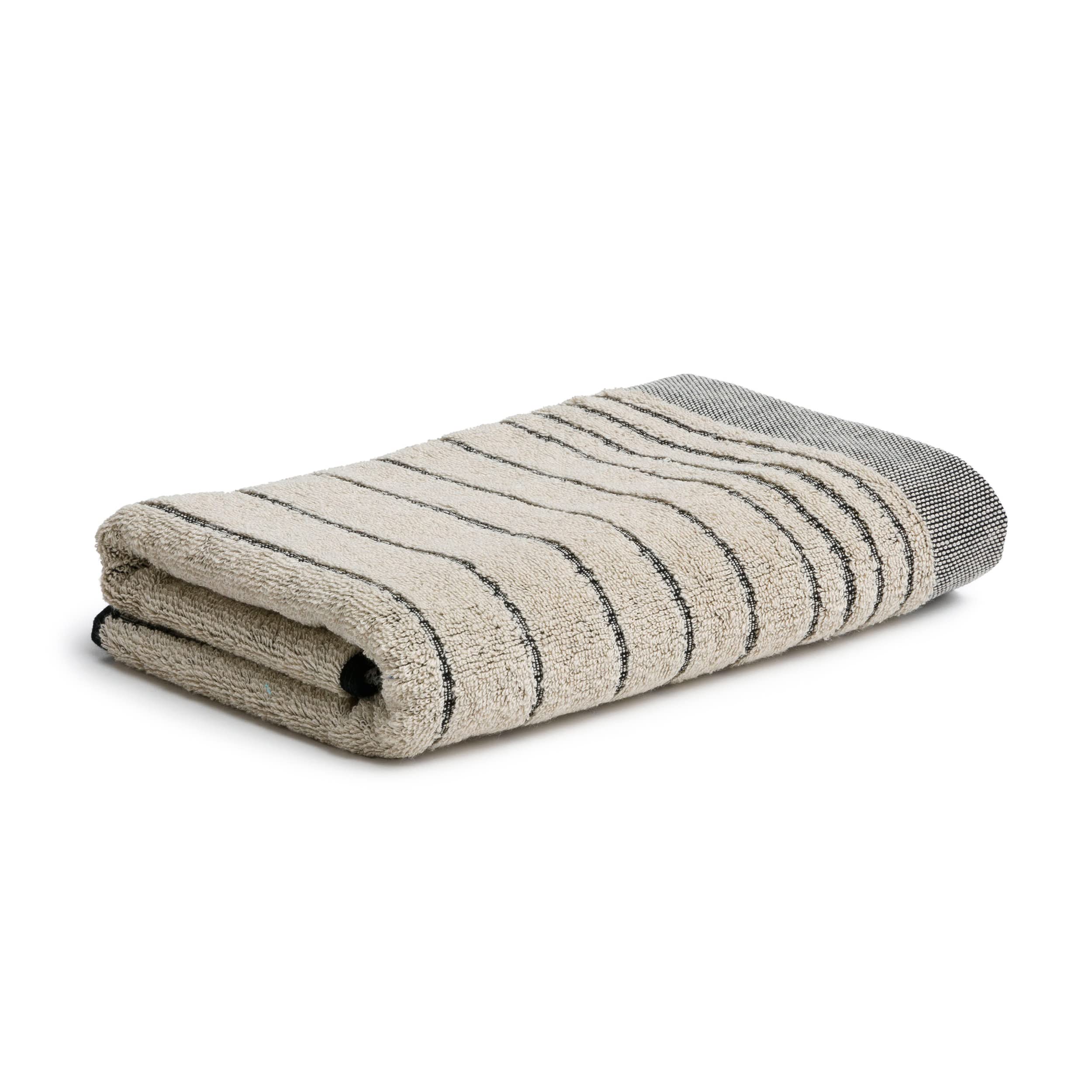 möve Hand Towel – Luxury Cotton & Linen – Nature/Black, 50 x 100 cm