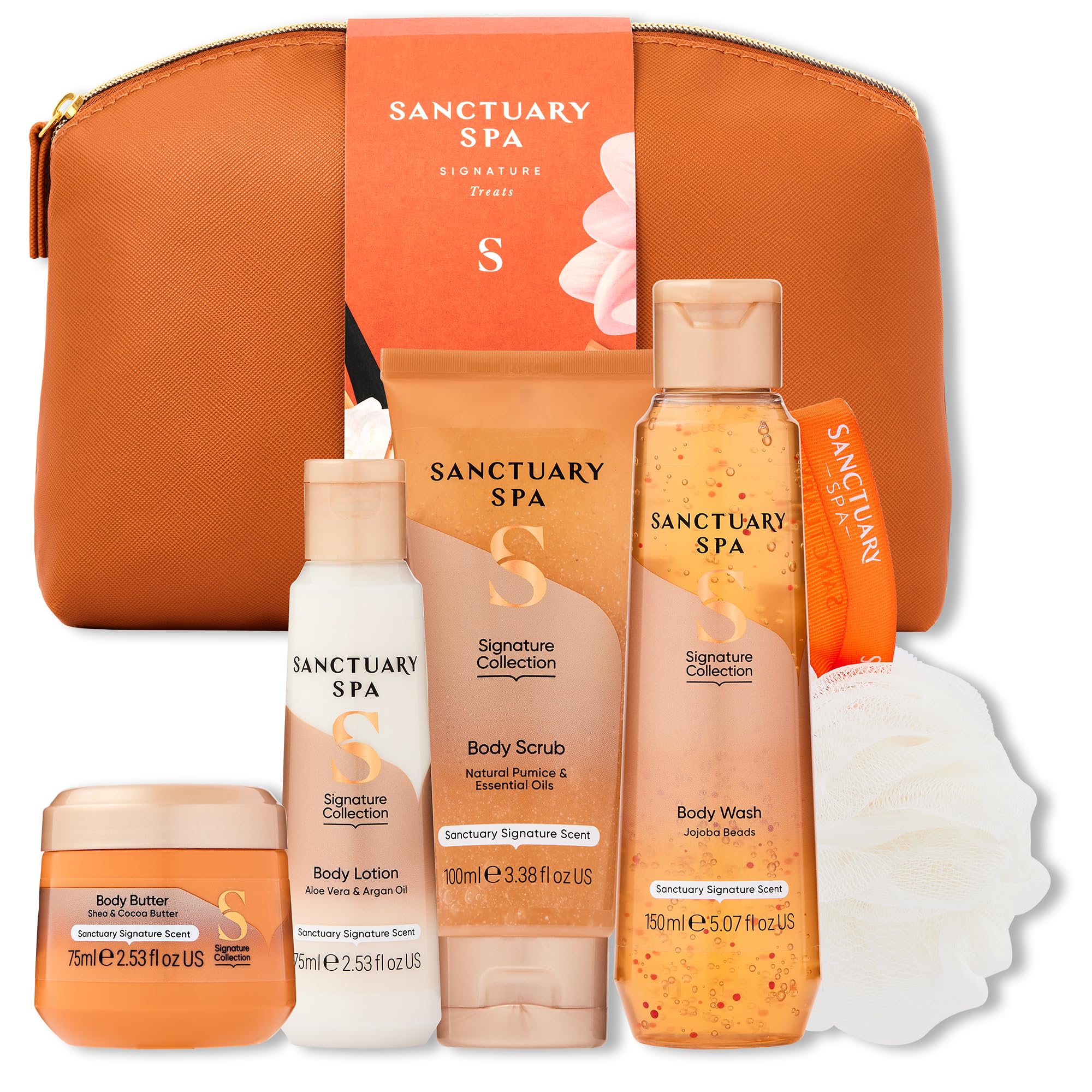 Sanctuary Spa Signature Treats Bodycare Gift Set – 5-Piece Vegan Wash Bag