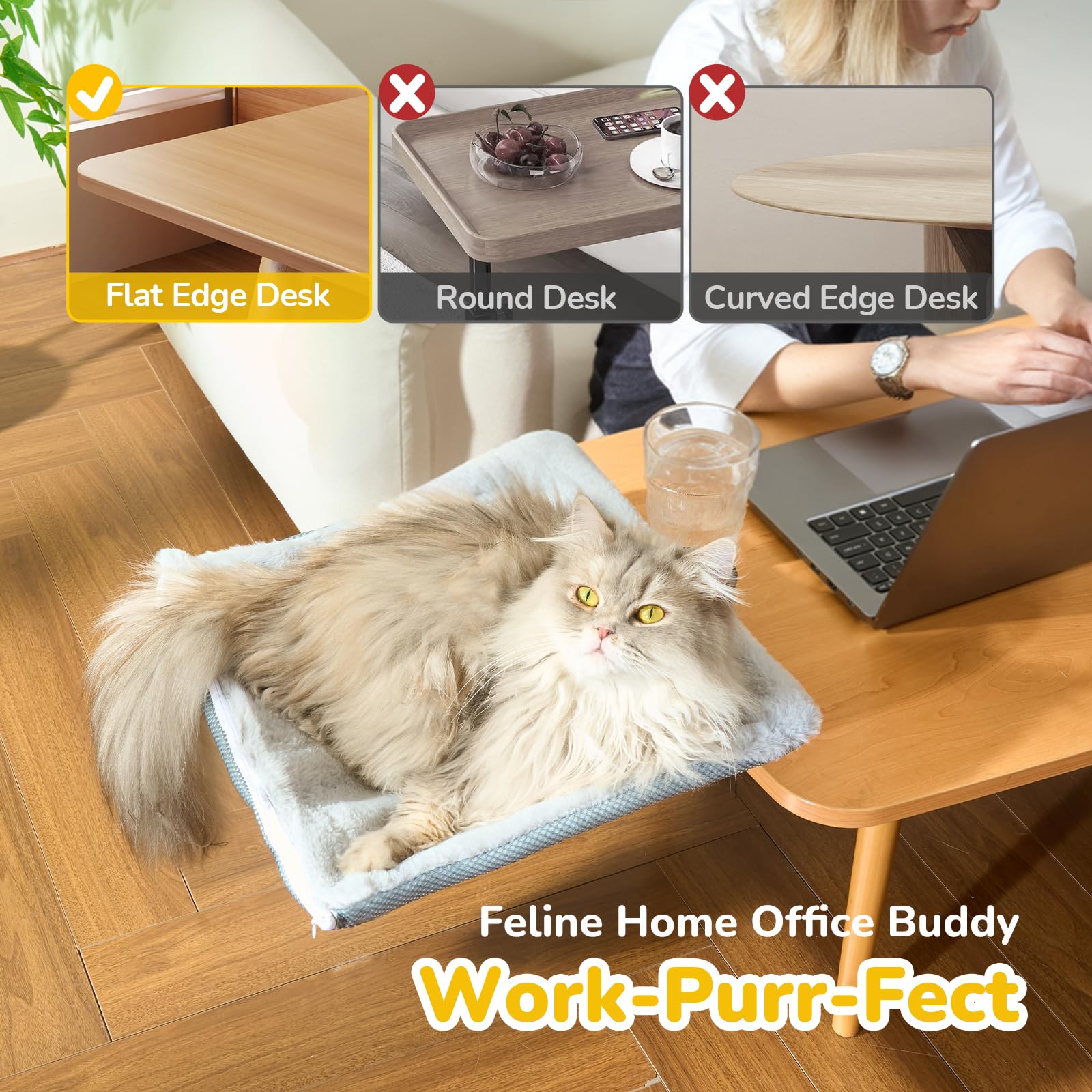 CATISM Desk Cat Bed – 360° Rotating Clamp-On Hammock for Office