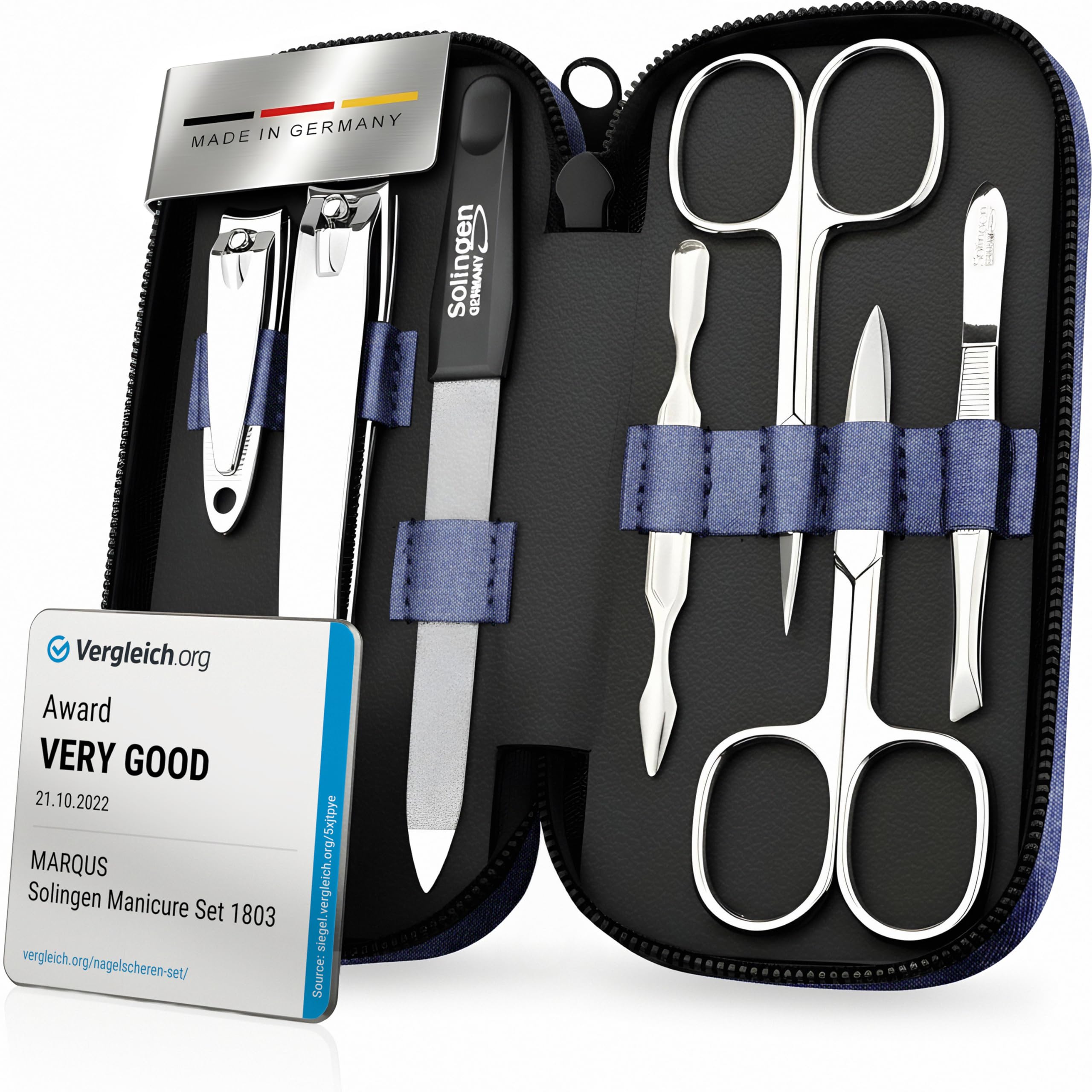 Jolof Store Solingen 7-Piece Manicure Set | Denim Case Grooming Kit