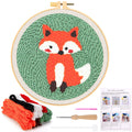 JSRQT Fox Pattern Punch Needle Kit for Beginners | DIY Embroidery Starter Set