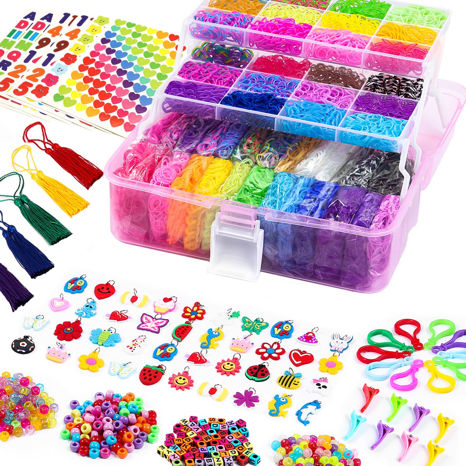 FunzBo 18000+ Loom Bands Kit | 28 Color Rubber Bracelet Making Set