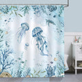 Bonhause Jellyfish Shower Curtain | Blue Ocean Coastal Polyester – 180x180cm