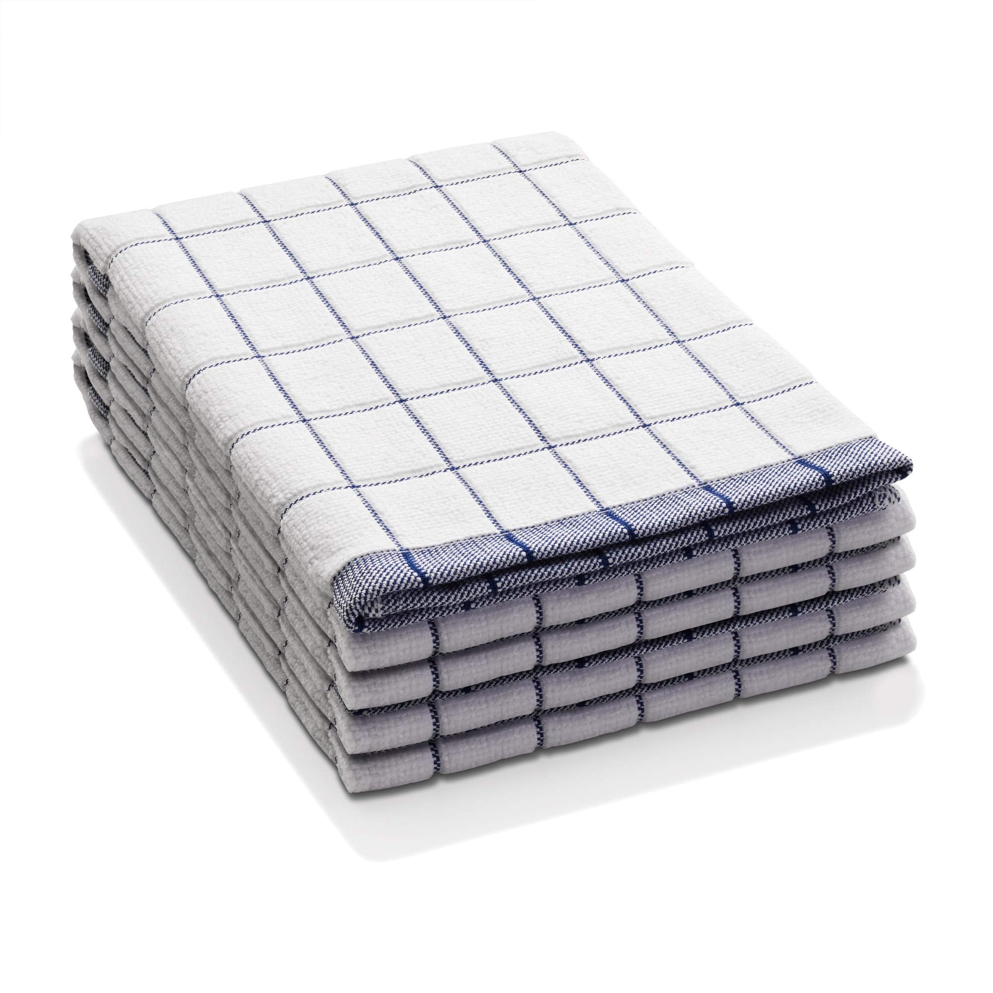 E-Cloth Microfiber Kitchen Towels – Super Absorbent Blue Cloths, 4-Pack