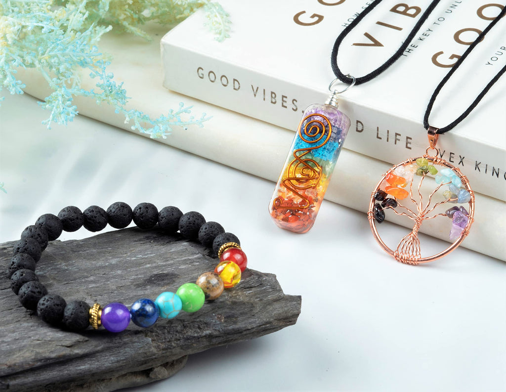 Seven Chakra Tree of Life - 12" Gemstone Money Tree Decor