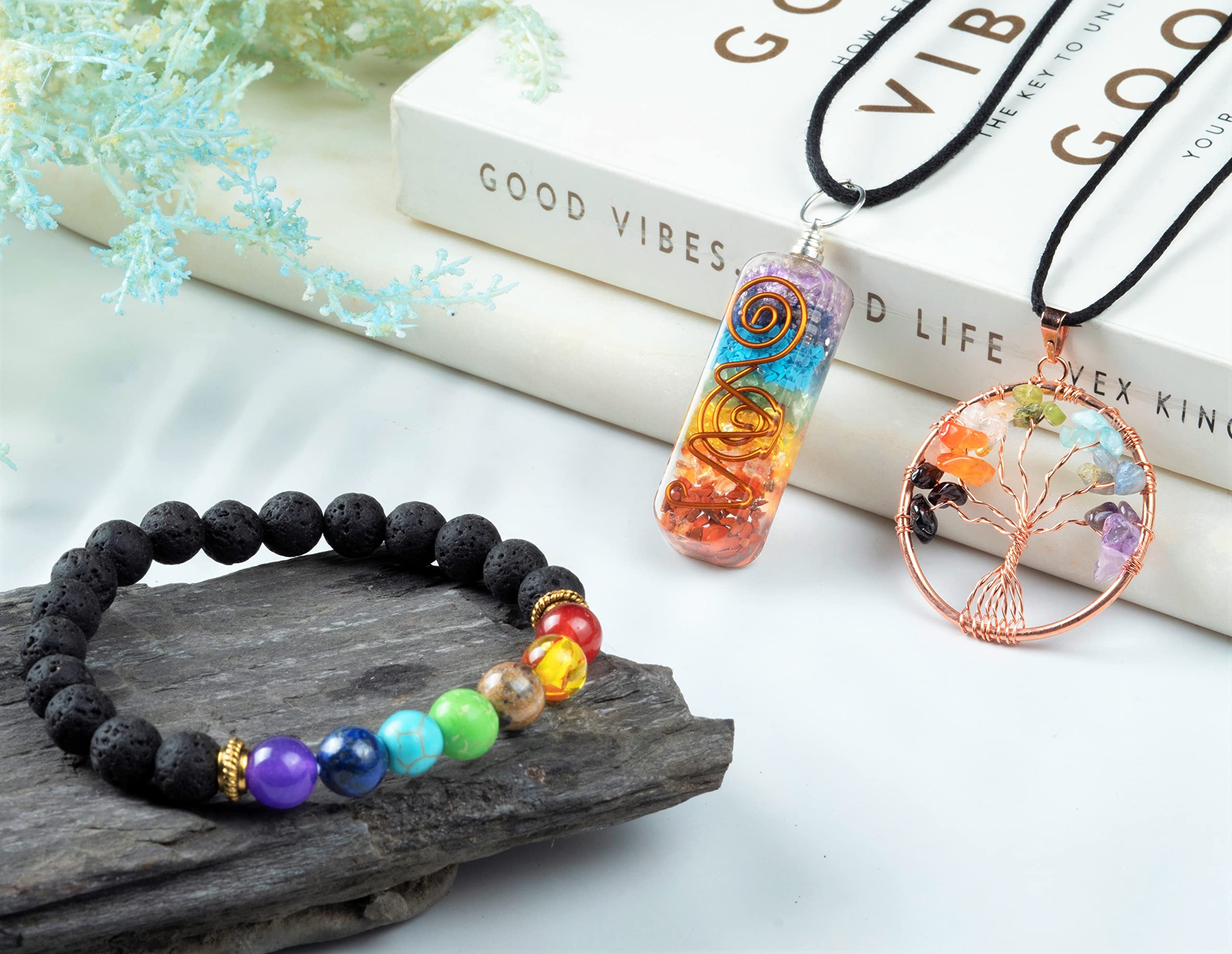 Seven Chakra Tree of Life - 12" Gemstone Money Tree Decor