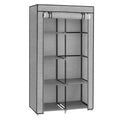 SONGMICS Fabric Wardrobe – 6-Tier Portable Clothes Closet with Rail, Grey