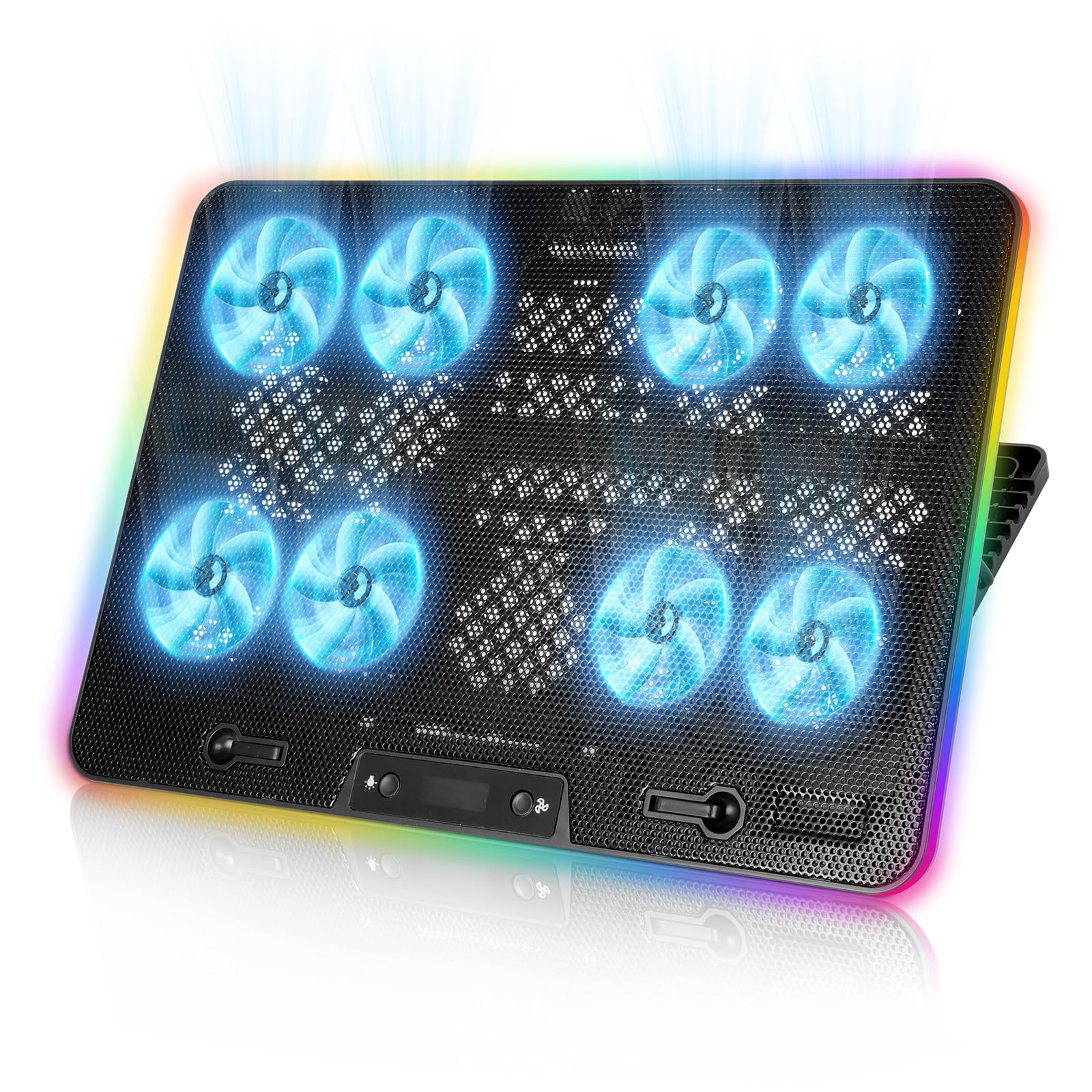 PopuLike 8-Fan Laptop Cooling Pad | RGB Cooler Stand for 12-17" Notebooks