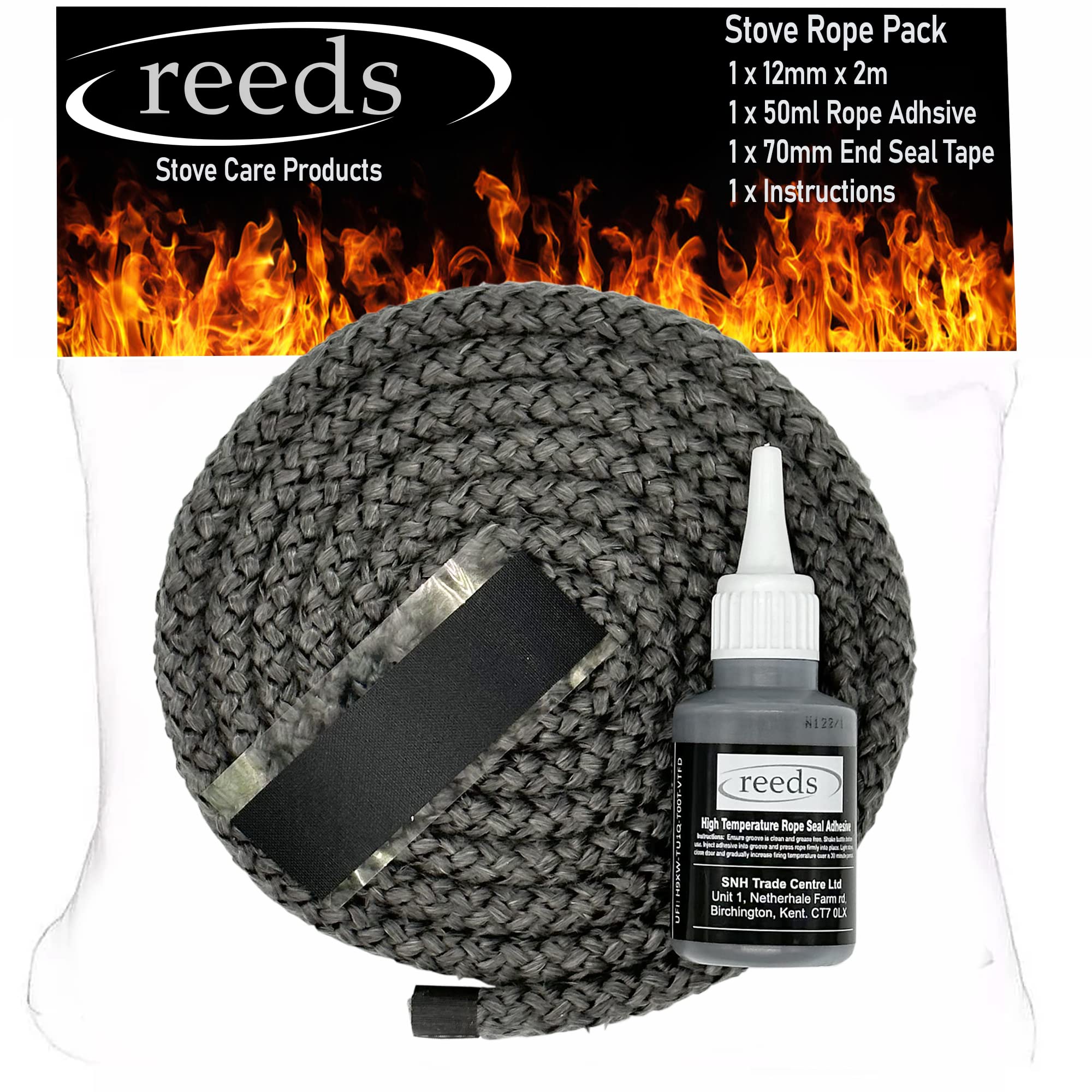 Jolof Store 12mm Stove Rope Kit | 2m Thermal Seal with 50ml Adhesive