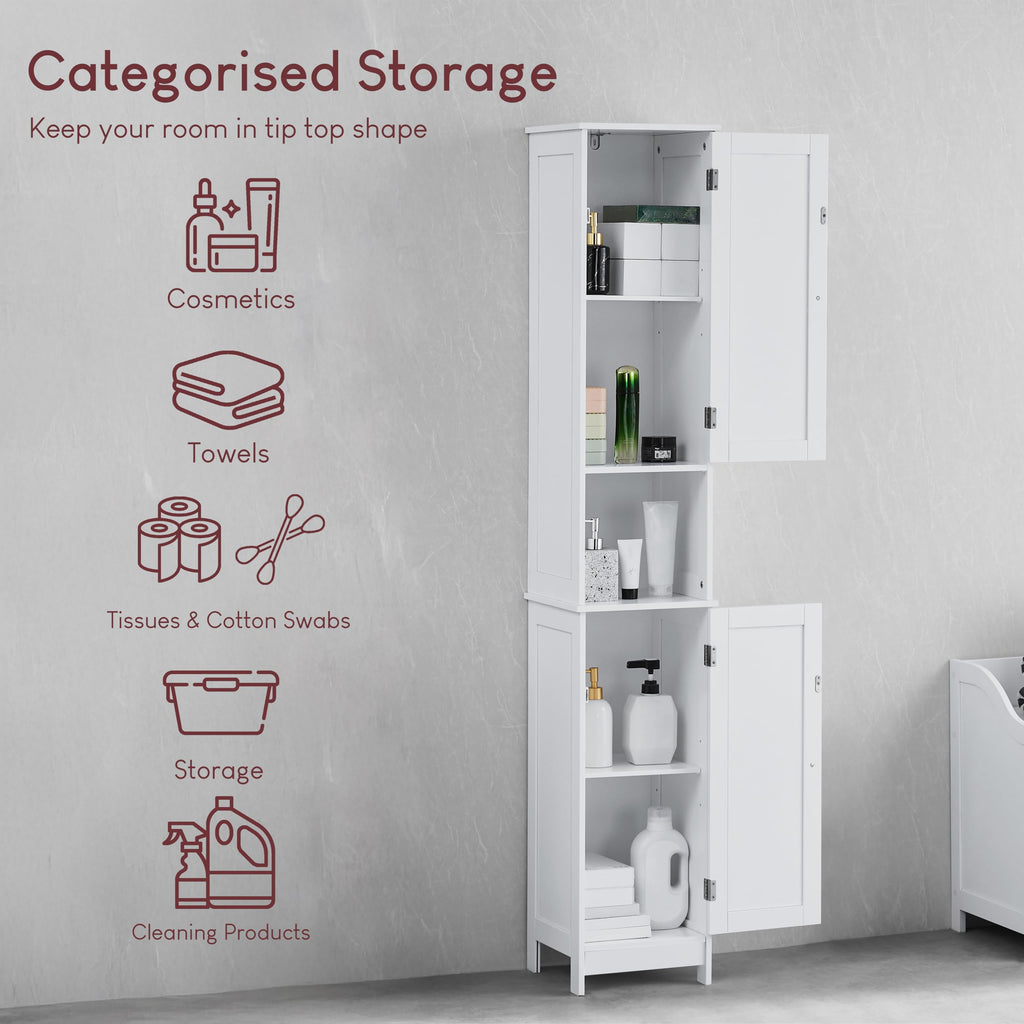 Bath Vida Priano Freestanding 2 Door Tall Storage Cabinet, White - image 4