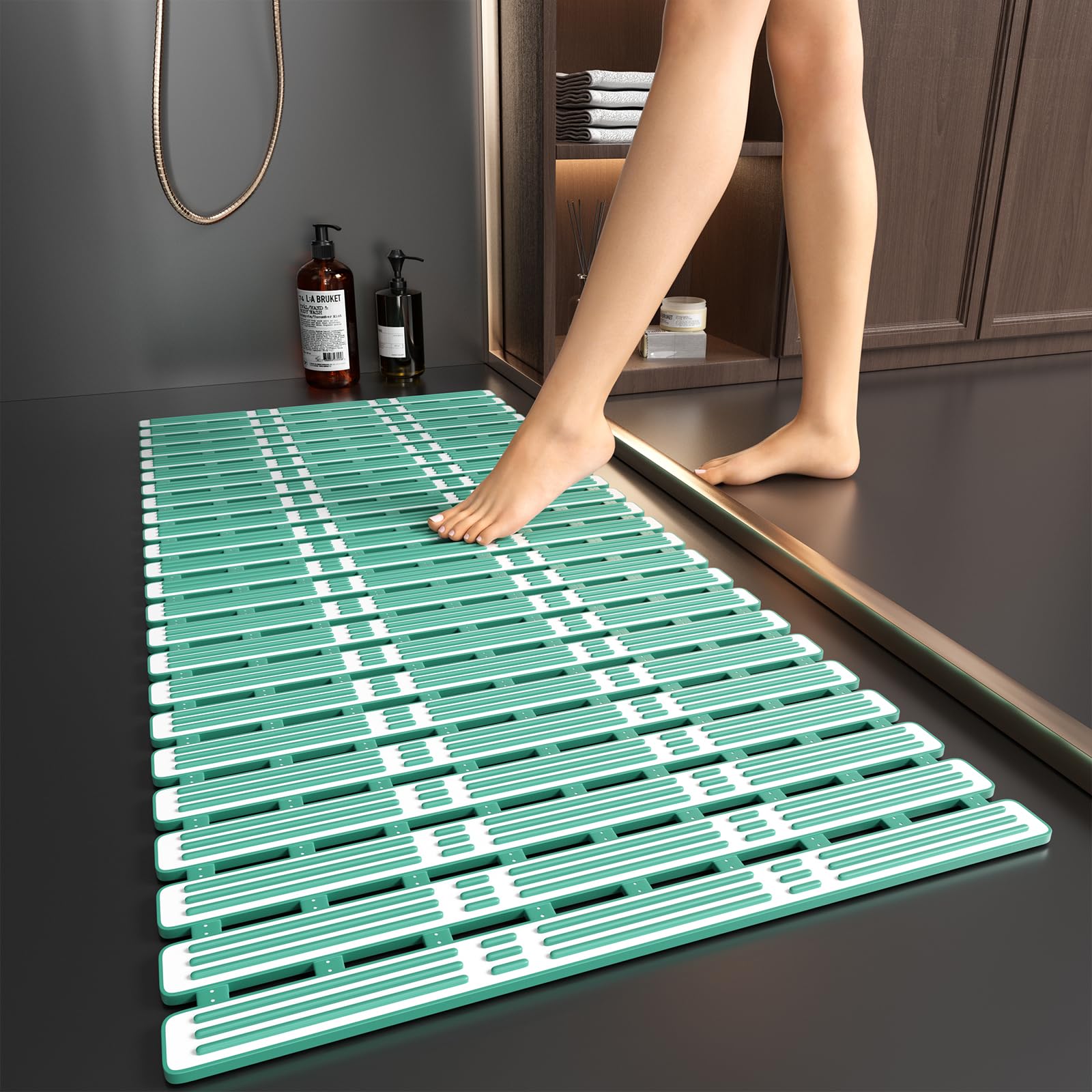 XIYUNTE Non Slip Shower Mat – 90x40cm Anti Mould Rubber Bathtub Mat