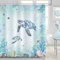 Jolof Store Sea Turtle Shower Curtain | Teal Blue Waterproof Polyester
