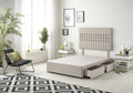 Bed Centre Galaxy Divan Base with 2 Drawers Same Side and Matching Headboard, Fabrics and Colours 3FT Single, Plush Silver